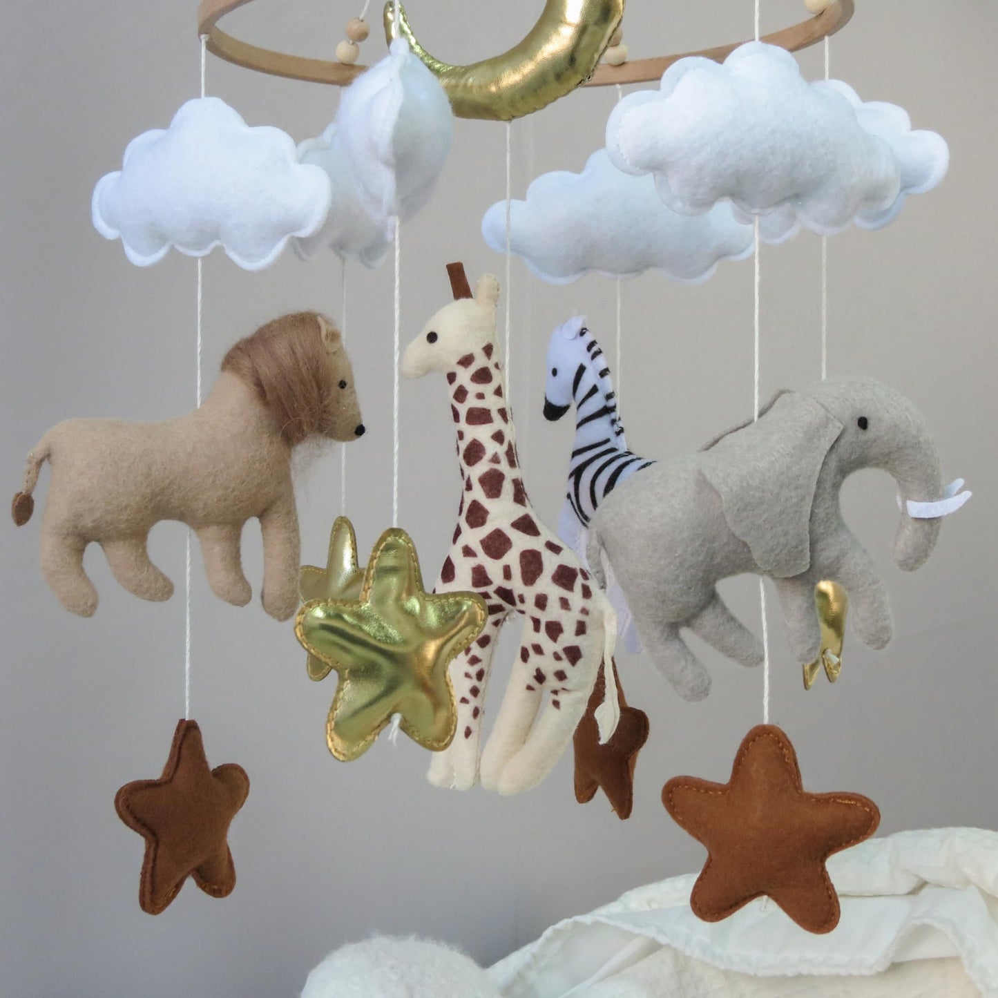 Goukurlsma Jungle Crib Mobile for Boys & Girls, Safari Baby Mobile for Crib, Africa Safari Nursery Mobile Handmade