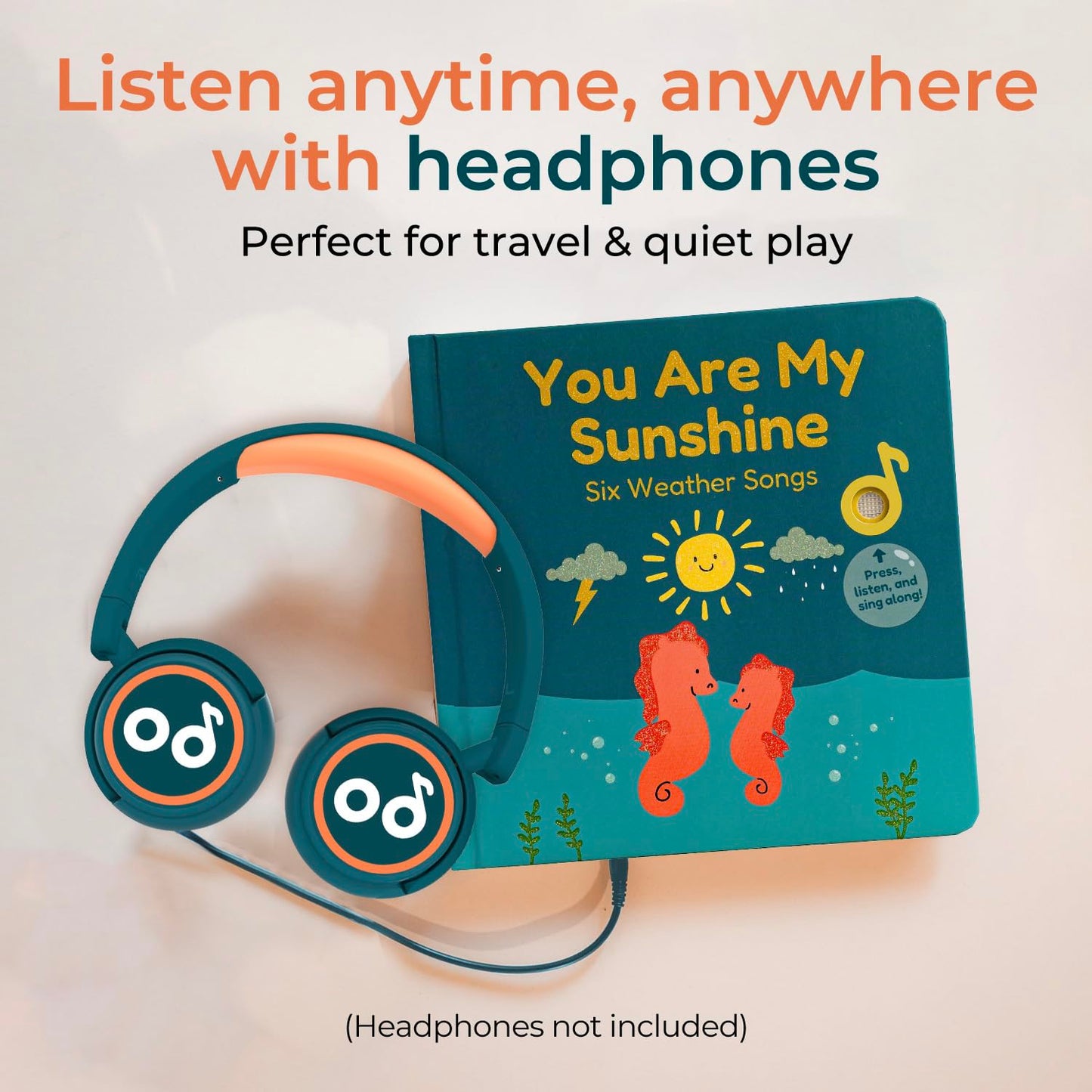 Cali's Books You are My Sunshine Music Book Toddlers 1-3 Years Old - Nursery Rhymes Musical Book, Headphone Jack, Interactive Baby Sound Book