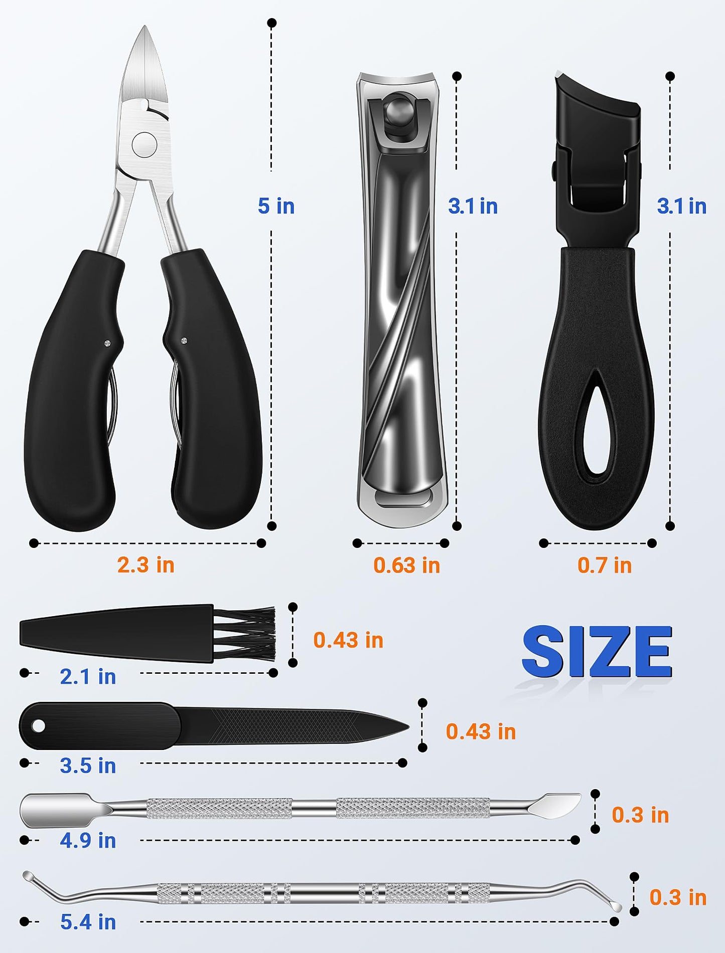 MERDTTES Toenail Clippers for Seniors Thick Toenails, Sharp Ingrown Toenail Clippers Nail Cutter Long Handle with Wide Jaw for Thick Nails, Heavy Duty Large Toe Nail Clipper Set for Men & Women,7 Pcs