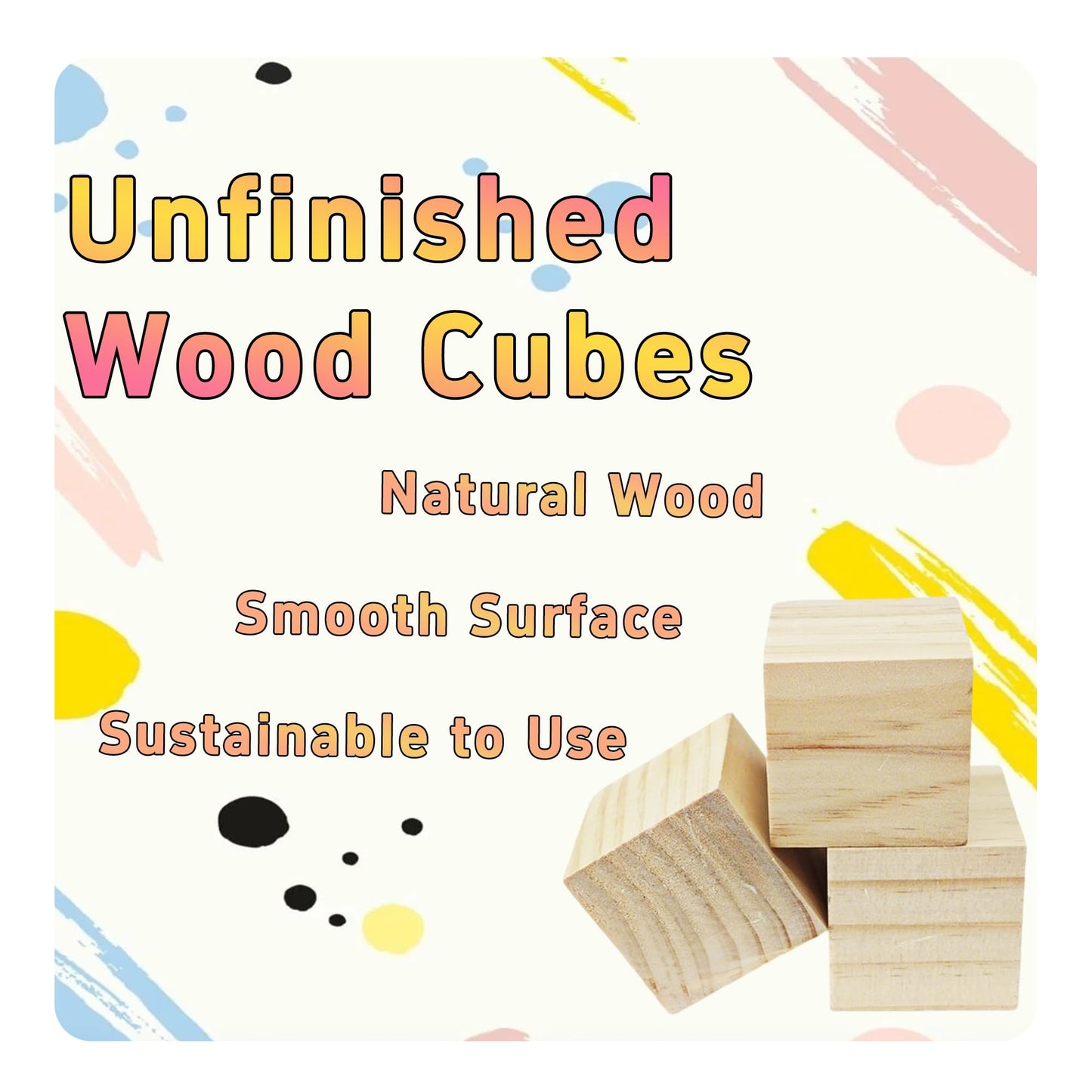 Runseaway 8Pcs 2inch Unfinished Natural Wooden Cubes, Square Craft Wood Blocks for DIY Projects, Blank Wood Squares for Art, Building, Personalized Crafts, Wedding Decor, and Creative Displays