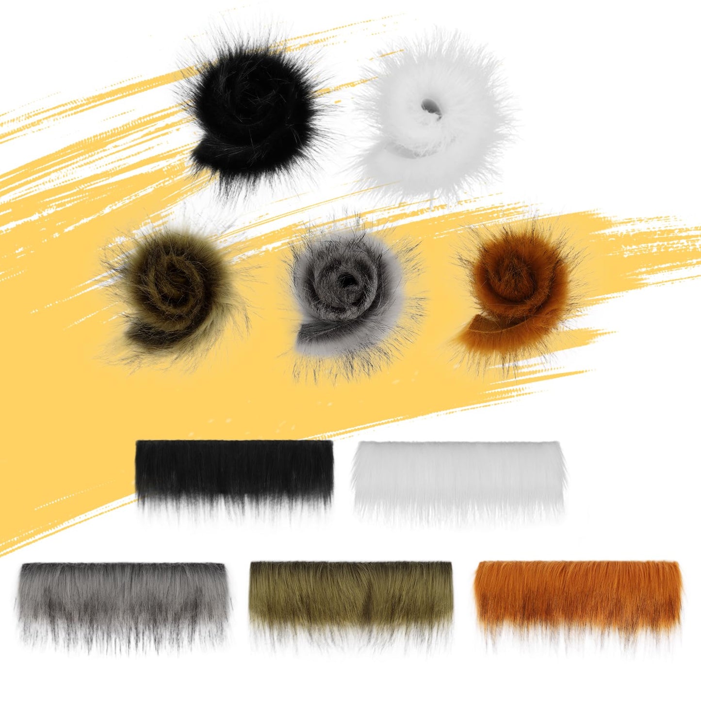 YLOVEFUR DIY Cat Fox Mask Set with Eye Meshes Stickers Faux Fur Fabric Strips for Halloween Masquerade Cosplay Party