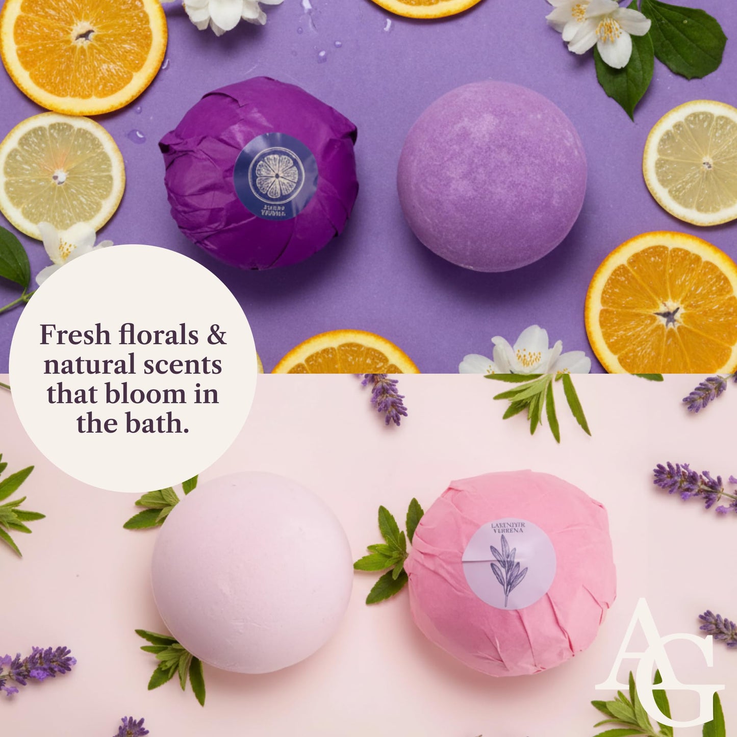 ADELEGOURDAIN Bath Bombs Set 7 pcs XXL Size - Gift Set for Women, 200g/7oz, Mineral Bath Bombs for Sensitive Skin, Gift Set or Birthday or Mothers Day, Gift Box Idea for Her