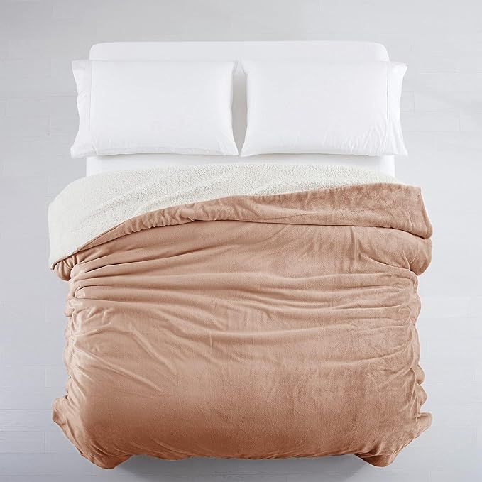 IR Imperial Rooms Camel Sherpa Fleece Throw Blanket Twin Size for Bed - Wholesale Bulk Pack of 12 Sherpa Blankets - Soft Fluffy Throw Blankets for Hotels, Guest Bedroom, 60x80 Inches