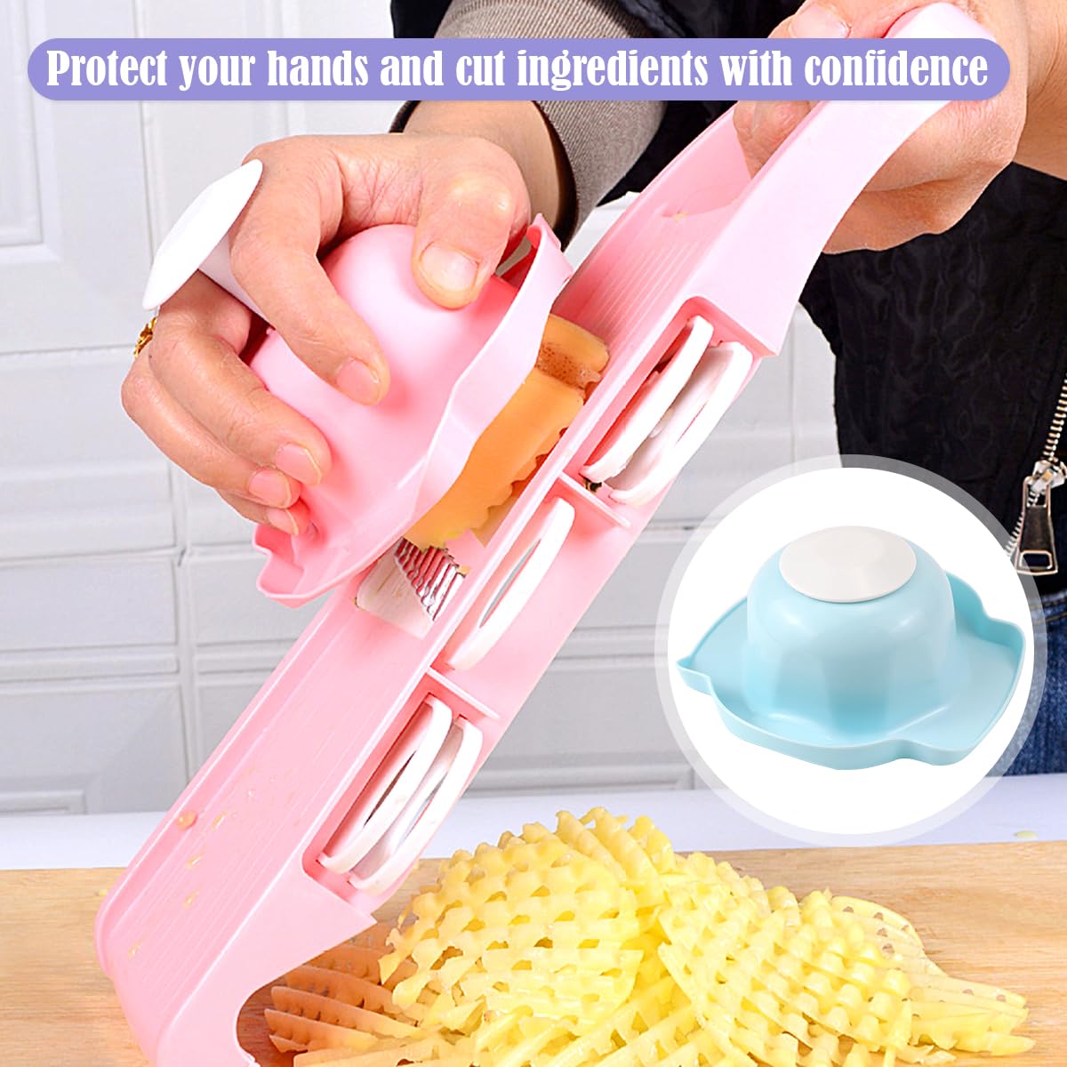 DOERDO 2Pcs Food Safety Holder for Mandolin Slicer Food Slicer Cutter Finger Guard Vegetable Cutting Finger Protector