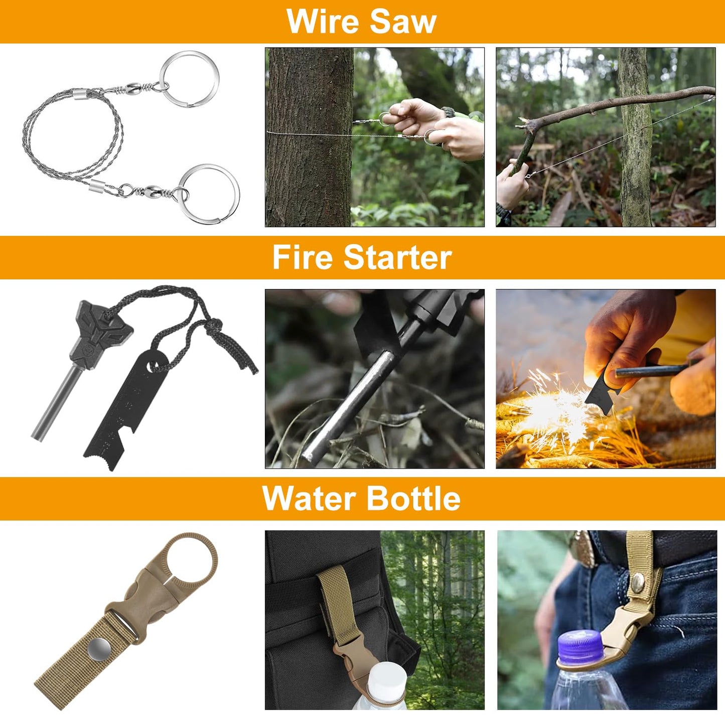Survival Kit for Men & Emergency Backpack - 11-in-1 Emergency Survival Gear for Camping, Hiking, Backpacking | Earthquake Preparedness, Outdoor Essentials