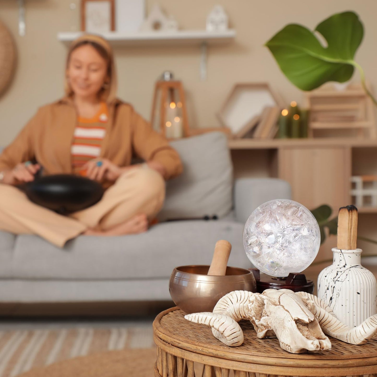 uxcell 80mm/3.1" Crystal Sphere Ball Bubble Glass Solid Decorative Sphere Crystal Ball Prop Ornament for Feng Shui Divination Fortune Telling Tabletop Fountain Decoration, Clear