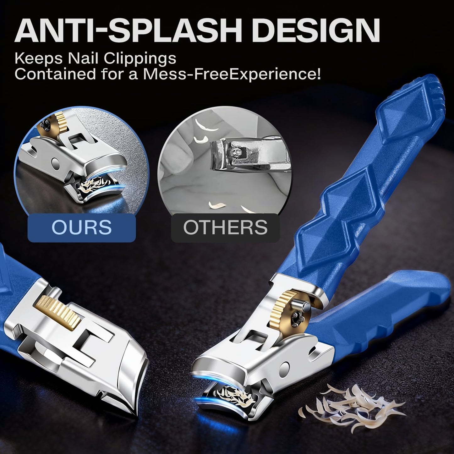 Flikino Wide Jaw Toenail Clippers for Thick Nails - Heavy Duty Stainless Steel Nail Clippers with Ergonomic Handle, Ultra Sharp Ingrown Nail Cutters for Men & Seniors.