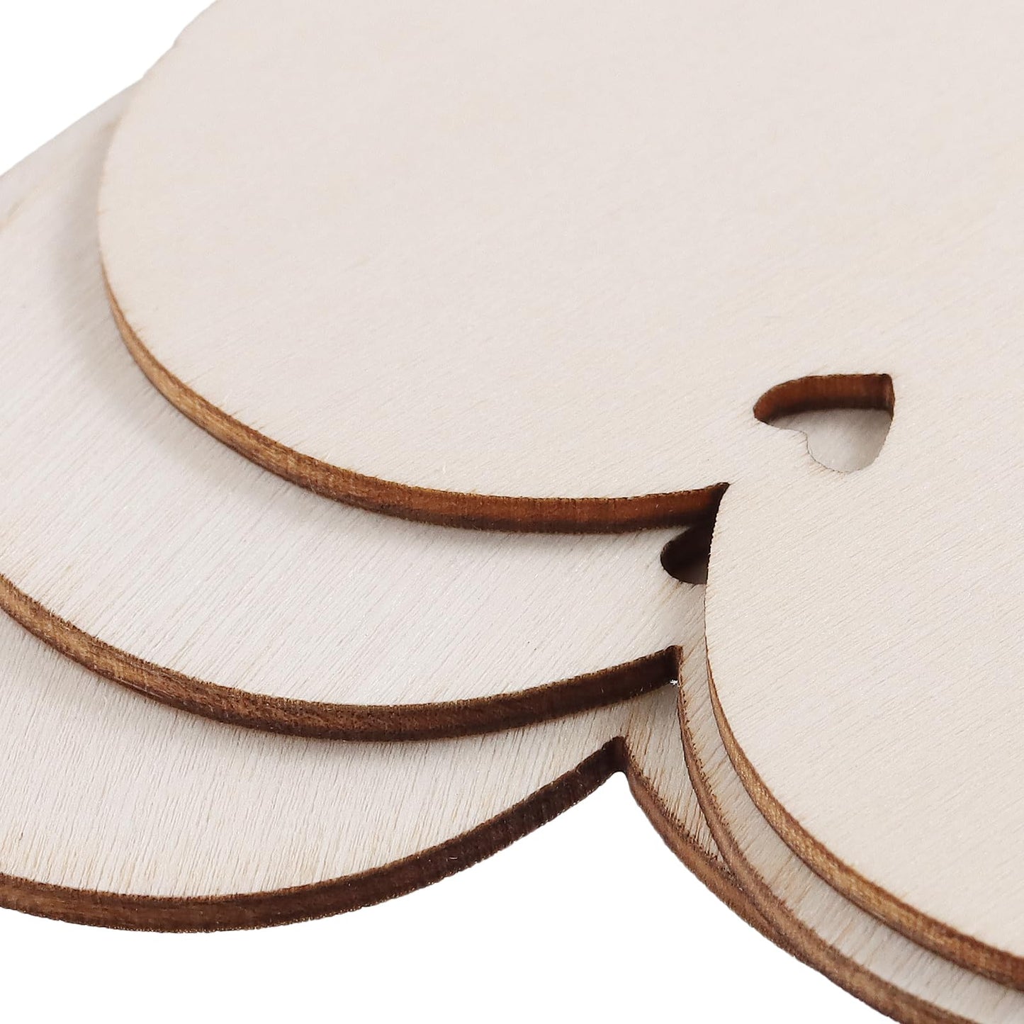 HEIHAK 180 Pieces 3 Inch Wooden Heart Slices, Unfinished Predrilled DIY Wooden Slices Embellishments with Jute Rope, Wood Hearts for Crafts for Valentine's Day, Wedding, Thanksgiving