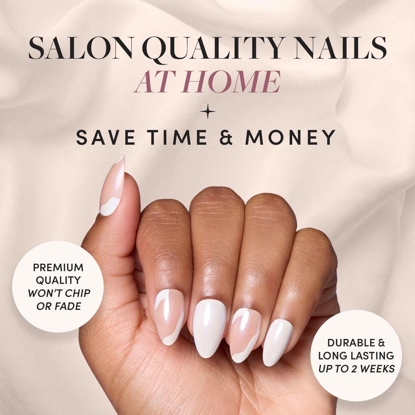 Glamnetic Press-On Nails Bundle - Lovey Dovey, Fall Mauve & Goal Digger | Almond Fake Nails with Abstract Accents | Muted Blush Mauve Oval False Nails | Natural Short Round False Nails wit