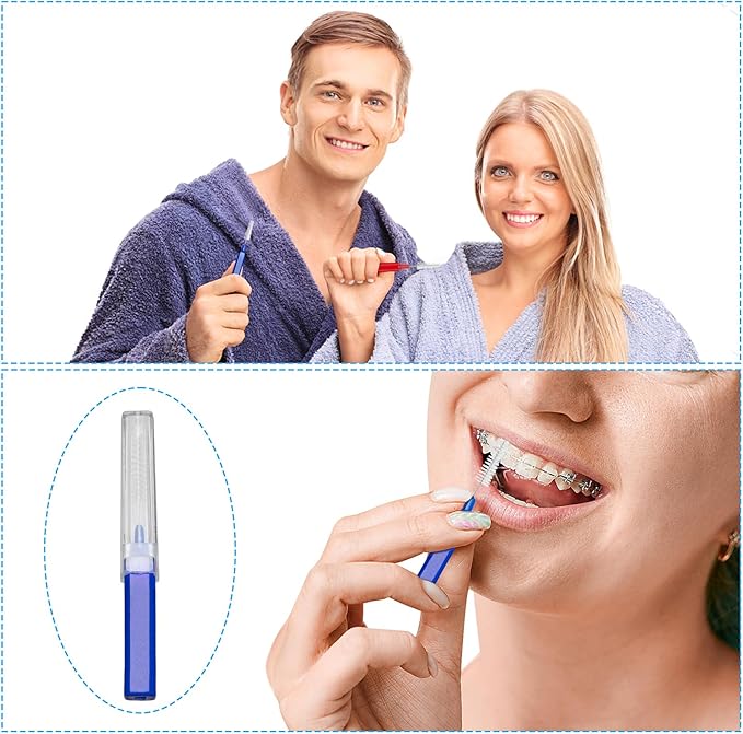 B Rush Interdental Advanced Fancy Brush for Braces, Oral Teeth Cleaning, Dental Disposable Soft Flossing Brushpicks Removes Plaque, Tapered Head Reach Both Small Tight Gaps and Wide Spaces (50 Pcs)