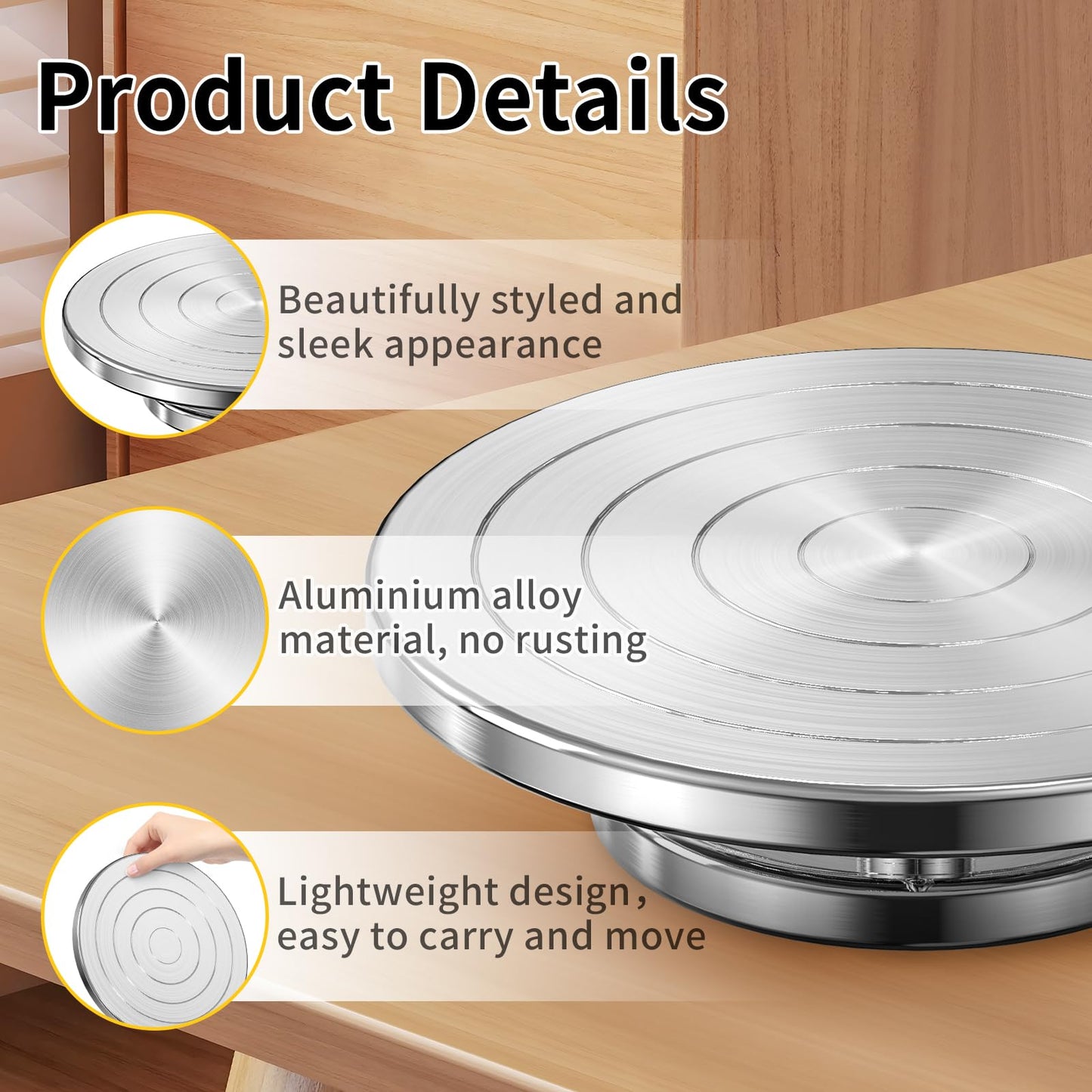 Yncotte Pottery Wheel, 7 Inch Sculpting Wheel Double-Sided Banding Wheel Pottery Turntable Aluminium Alloy Metal Rotating with Ball Bearings for Ceramics Clay Model Making Cake Decor Paint Spraying