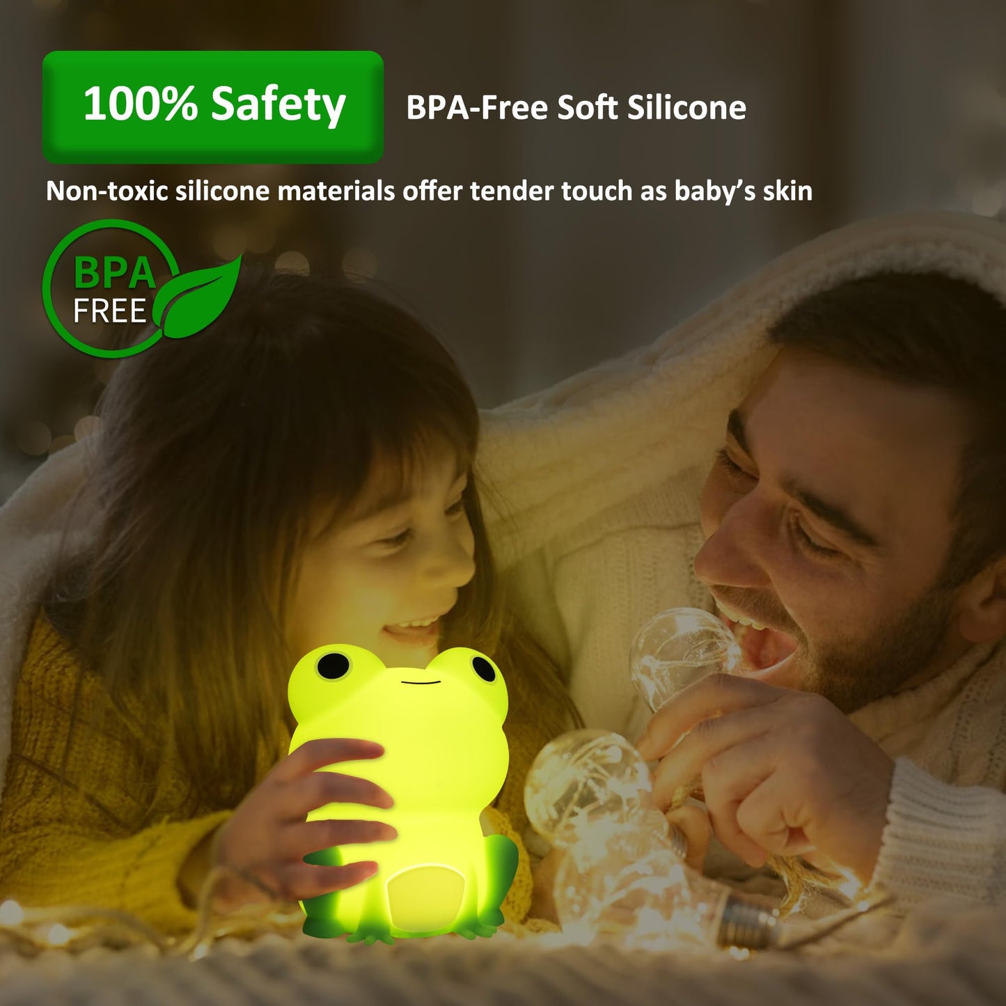 OkiyiD Frog Night Light for Nursery, Rechargeable Dimmable Bedside Lamp with Touch Control(ABS+SIL), Portable Kids Gift for Girls, Boys, Babies
