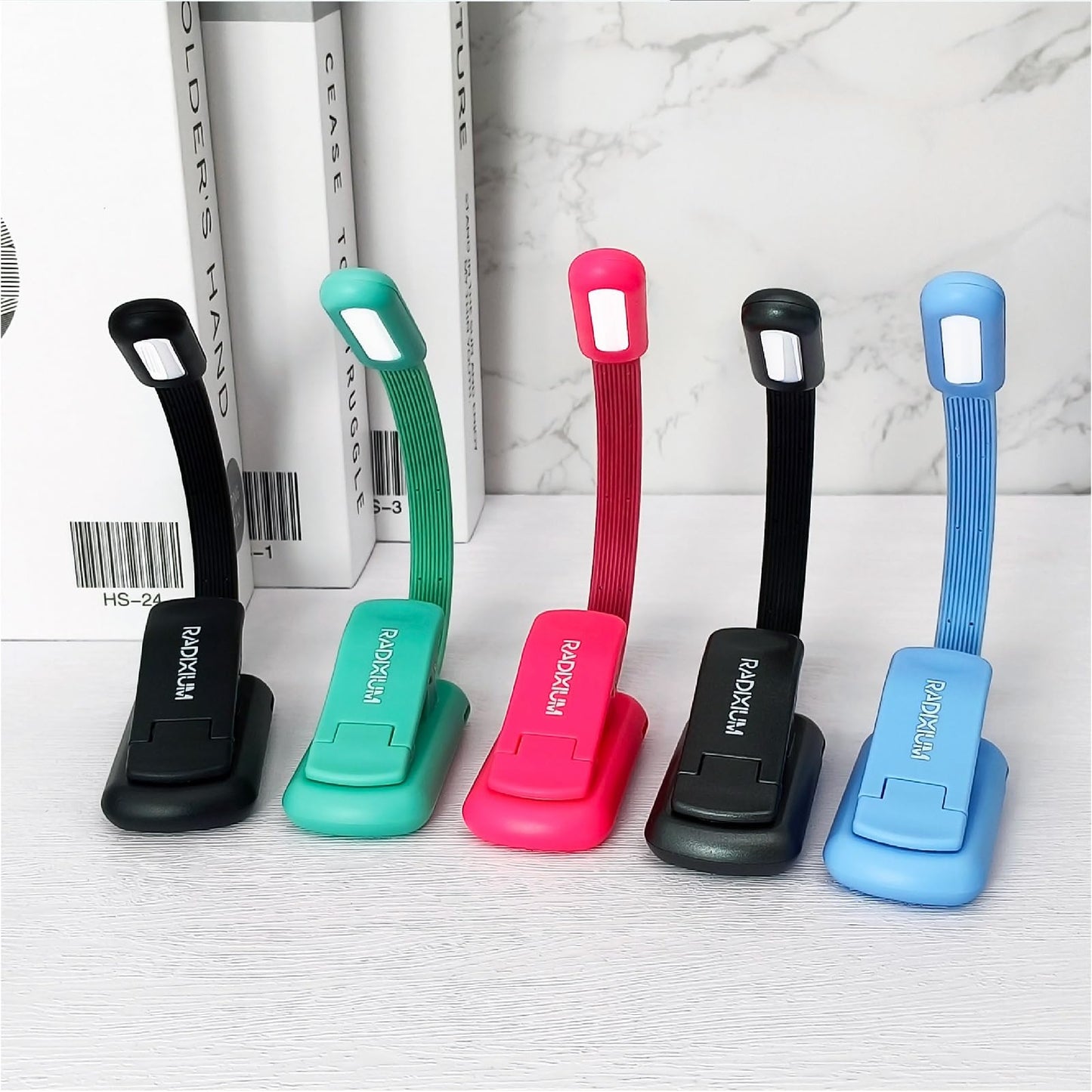 RADIXIUM Rechargeable Book Light for Reading - 9LED Eye-Caring Clip Light w/ 9 Color Temp, Stepless Dimming, 50H Battery, USB-C, Ultra Slim - Gift for Book Lovers (Black)