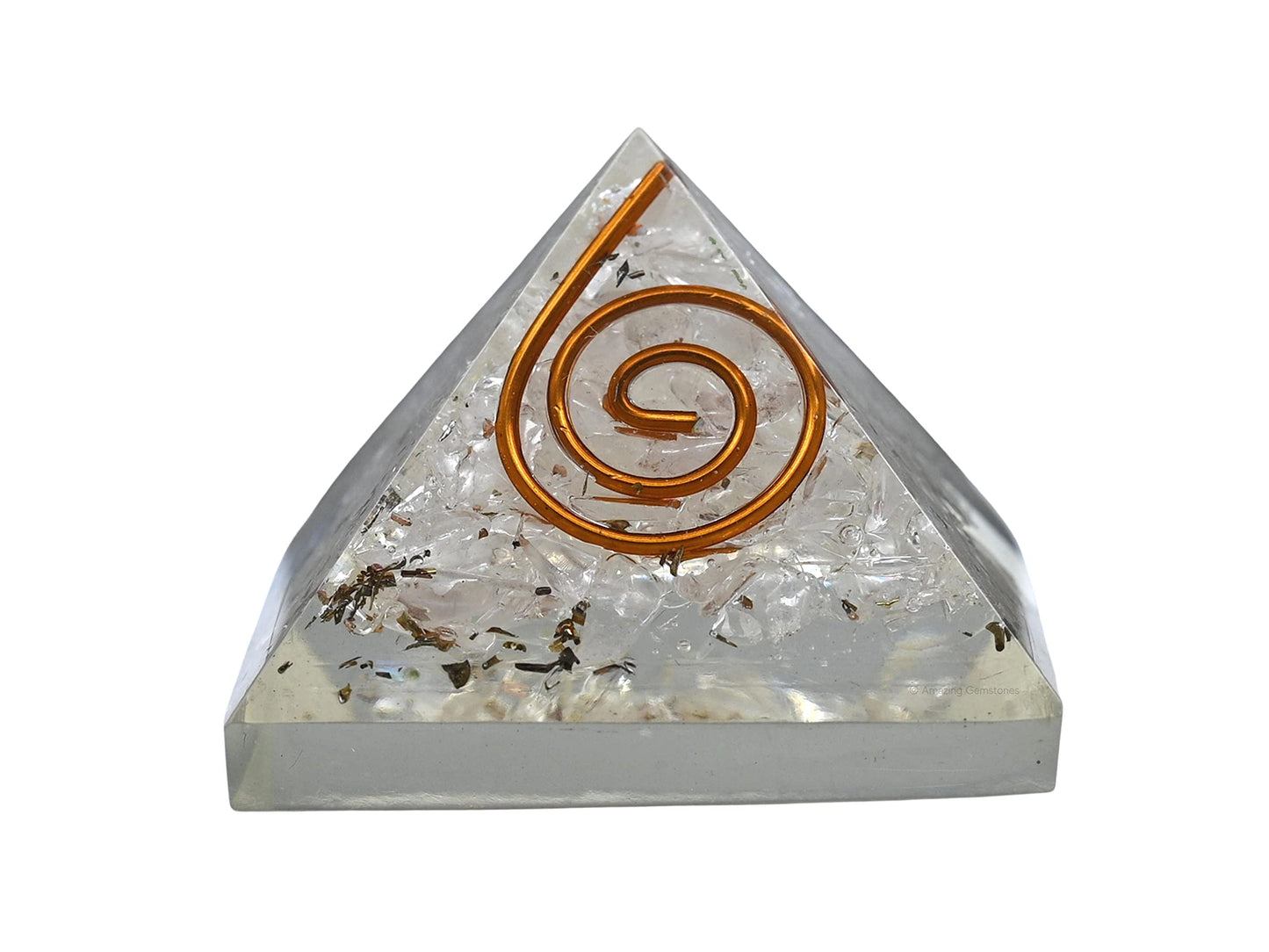 Amazing Gemstone Clear Quartz Orgone Pyramid - 30mm Small Orgonite Pyramids with Crystals and Healing Stones - Authentic Organite Gifts