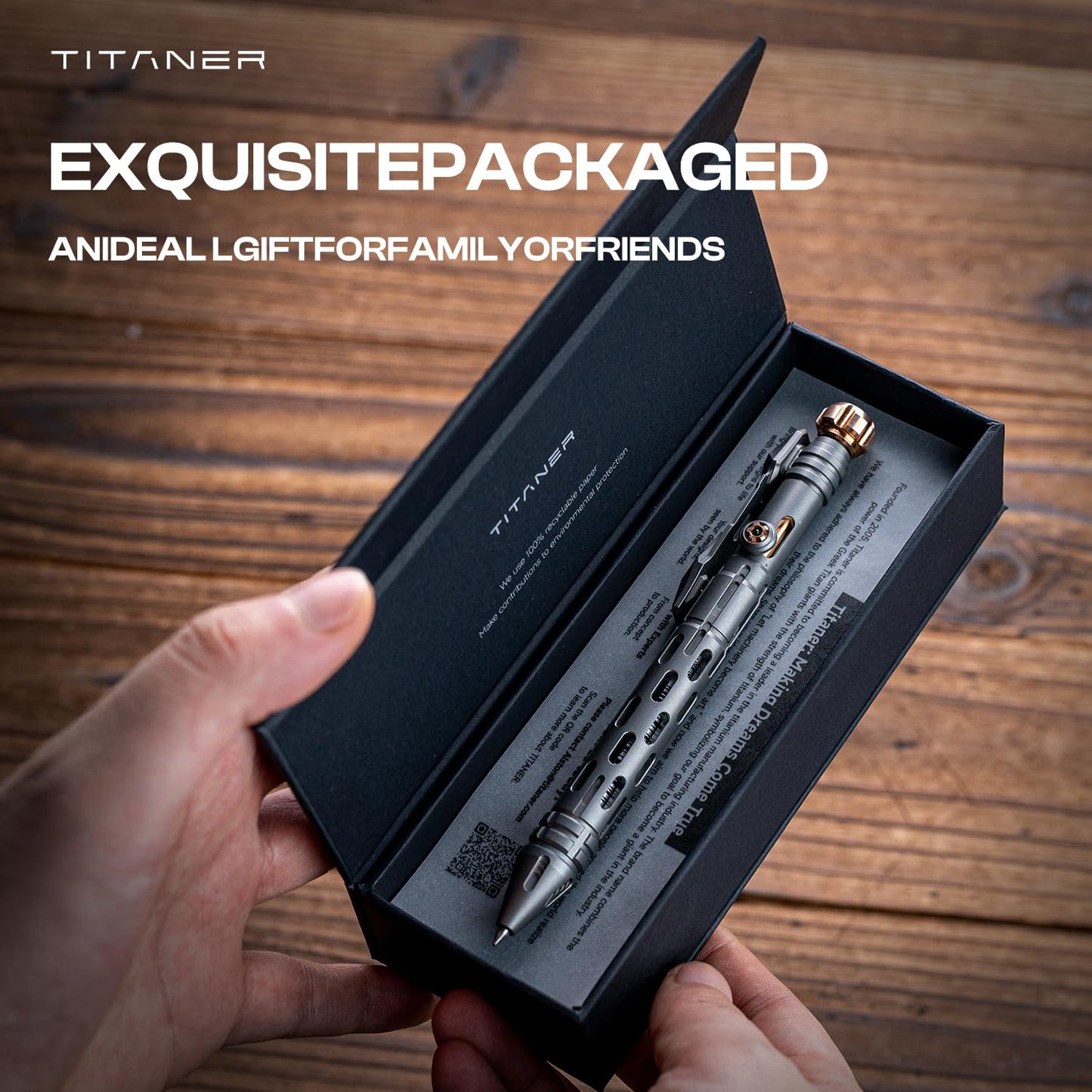 Titaner Barrel X the Titanium Tactical Bolt Action Pen - EDC Pen with 30s Meditation Gyro, Ceramic Attack Head, G2 Refill Compatible,Assemblable 16 Glow Slots for Stress Relief & Outdoor Survival