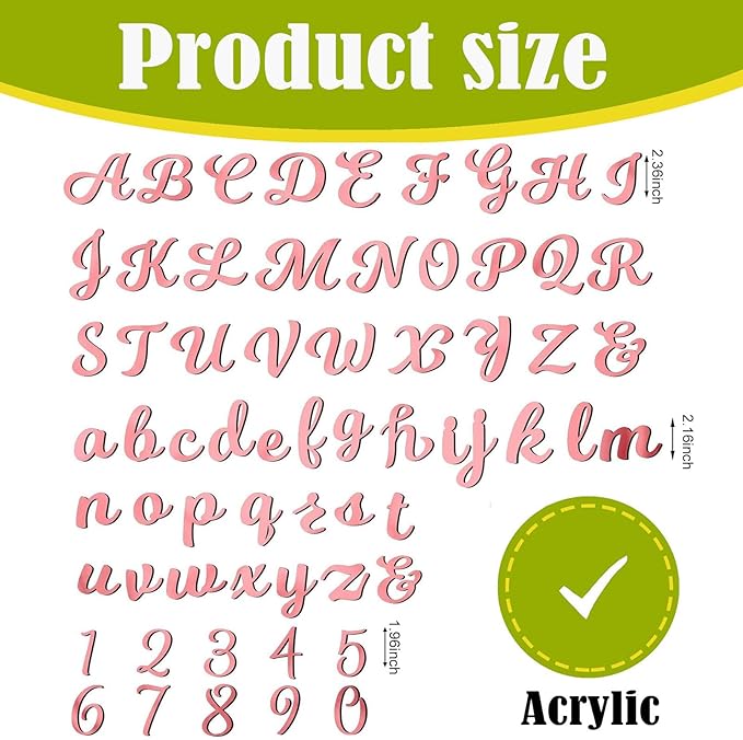 Rose Gold Letter & Number Cake Toppers, 64 Pieces