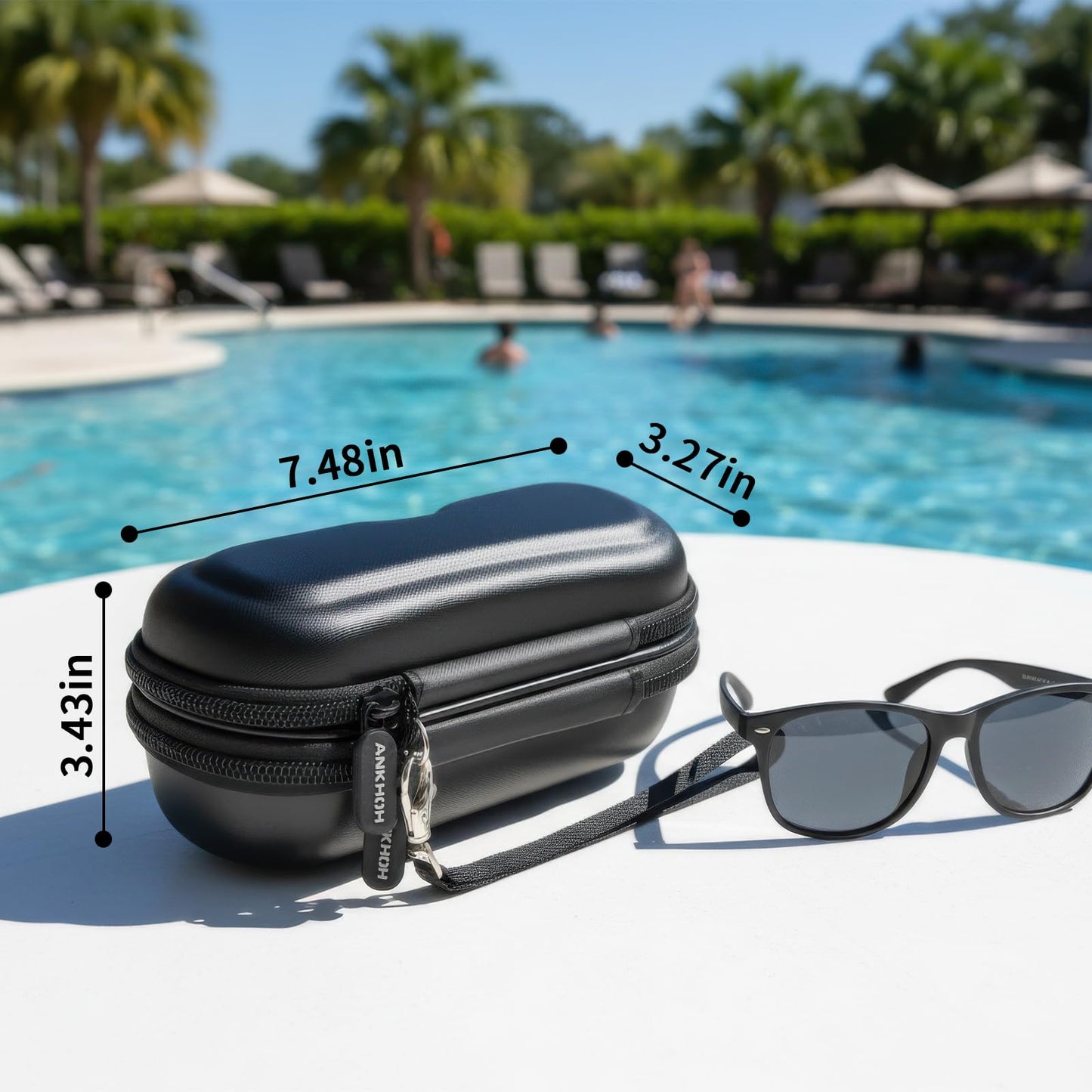ANKHOH Double Sunglasses Case Eyeglasses Organizer, Eye Glass Storage Holder, Portable Travel Eyewear Glasses Protective Pouch Bag for Men Women(Box Only)