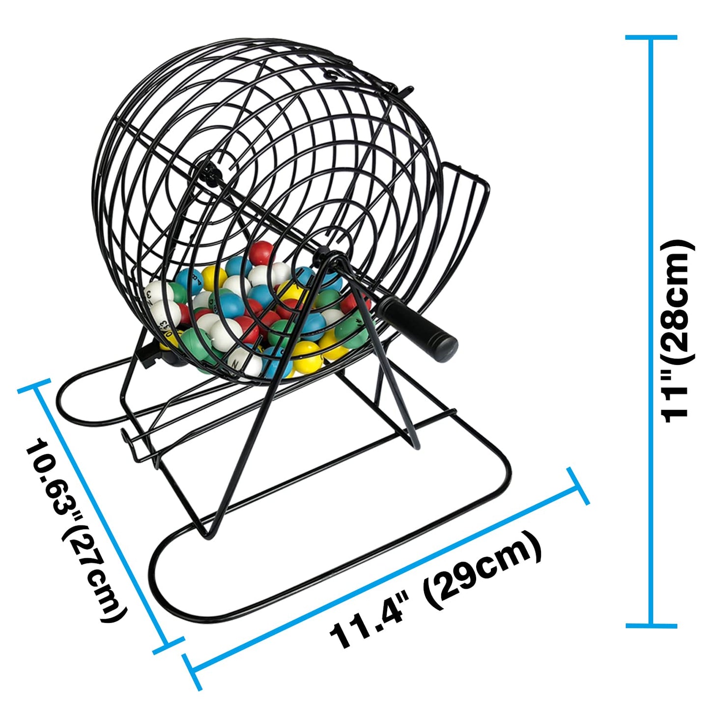 Yuanhe Jumbo Bingo Game Set - 11 Inch Tall Metal Cage with Calling Board, 7/8" Bingo Balls, 500 Bingo Chips,100 Bingo Cards for Large Group Games …