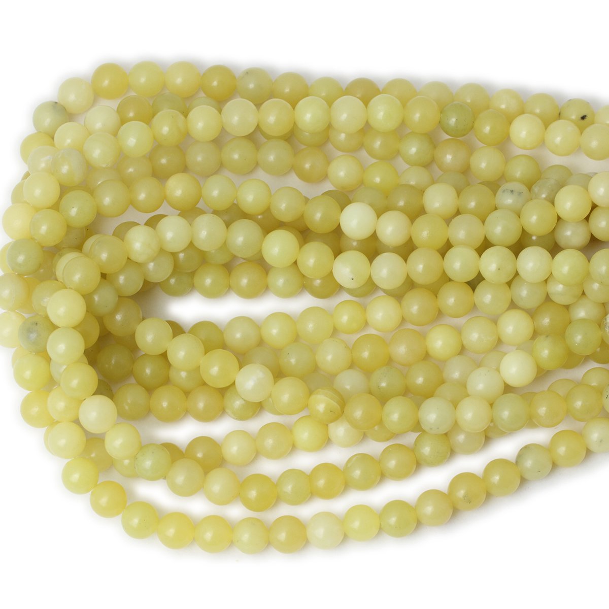 CHEAVIAN 45PCS 8mm Natural Yellow Lemon Jade Gemstone Round Loose Beads for Jewelry Making DIY Findings 1 Strand 15"
