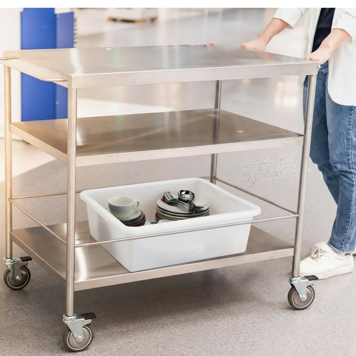 Ziliny 6 Pcs Commercial Bus Tubs 21.1" L x 16.9" w x 6.6" h Large Plastic Tubs Heavy Duty Wash Basin Tote Box for Restaurant Home Hotel Kitchen Organization Storage(White)
