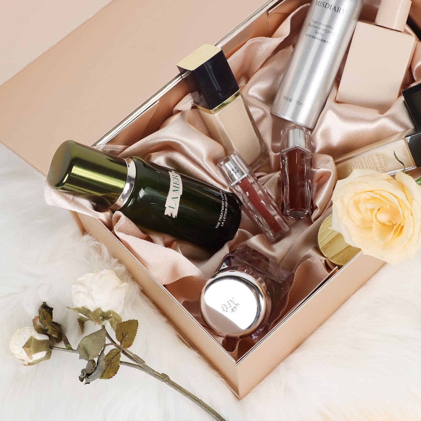 LFBOX Rose Gold Gift Box with Magnetic Lid 13.8x8.3x4.4 in, Bridesmaid Groomsman Proposal Box, Large Rectangle Storage Box 5 Pack