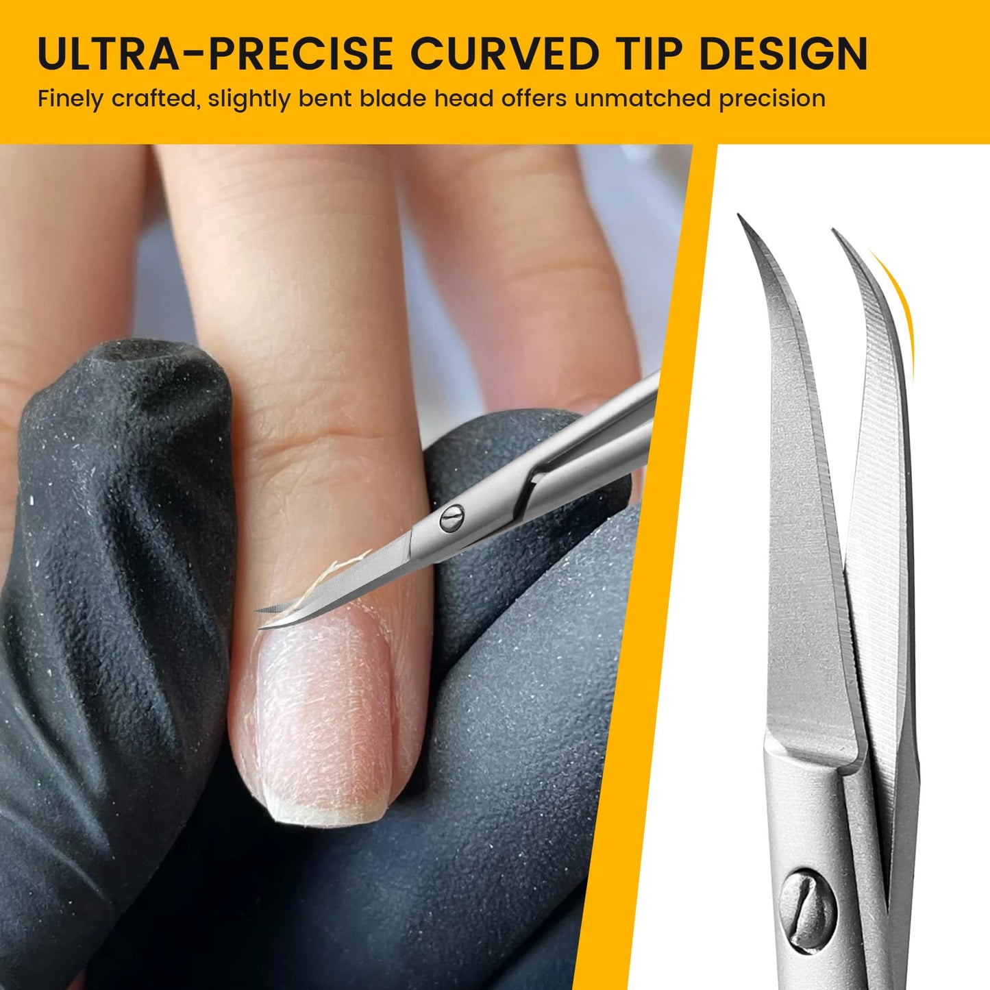 BEZOX Extra Fine Curved Cuticle Scissors, Super Thin Nail Scissors for Cutical Care Only, Professional Manicure Small Scissors, Stainless Steel CuticleTrimmer, 1 pcs