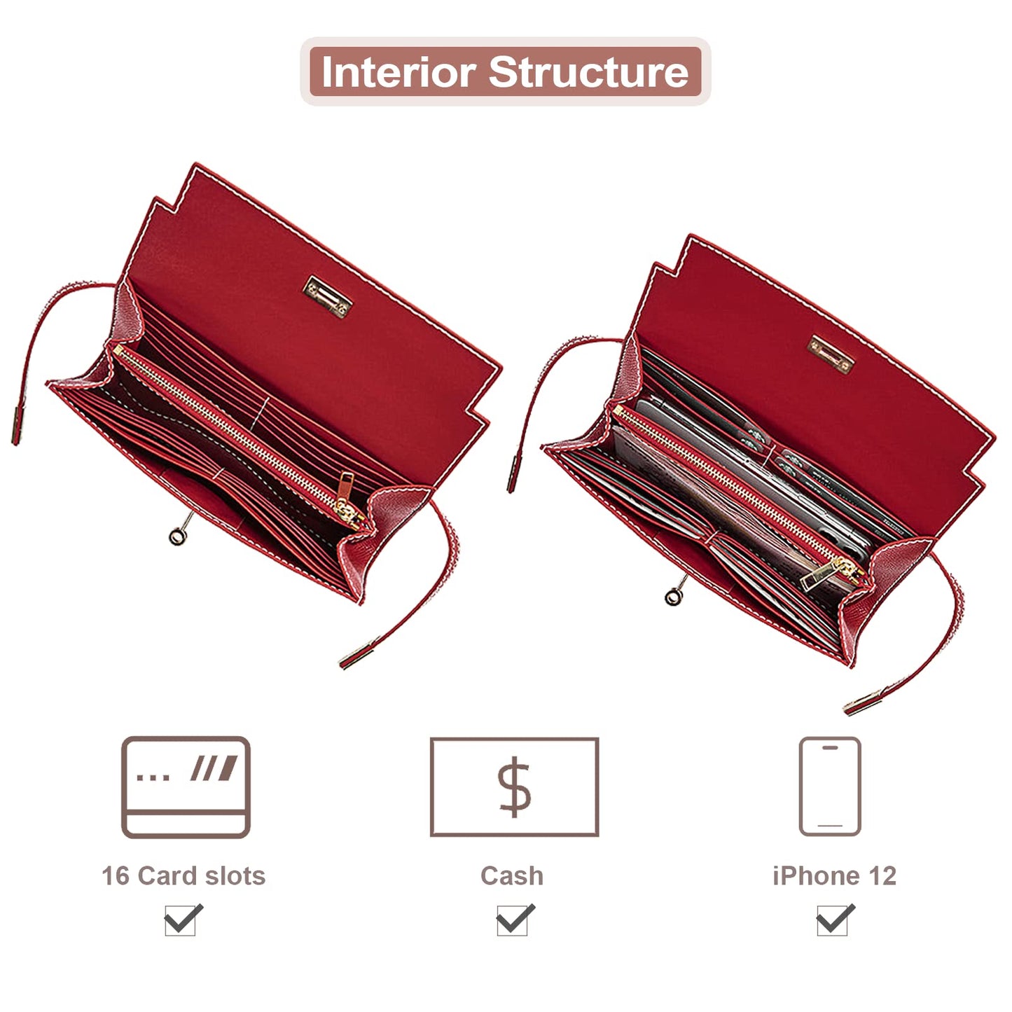 POPSEWING Designer Long Wallet DIY Kit for Women, Leather Purse Clutch Making Kits, Hand Stitched Leather Sewing Kit for Women's Bag, Handmade Bag Craft Kit for Girls Gift (Brown)