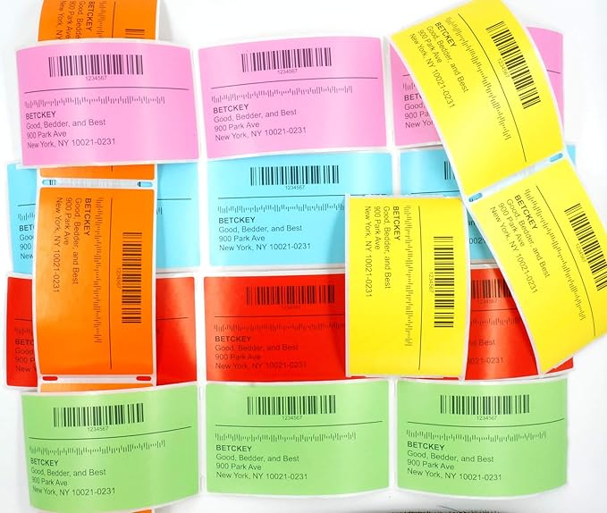 BETCKEY Colored Labels Compatible with Dymo 30321 (1-4/10" x 3-1/2") Large Address Labels, Compatible for Dymo LabelWriter Thermal 450, 4XL & Zebra Desktop Printers [6 Rolls, 1560 Labels, Light Blue]