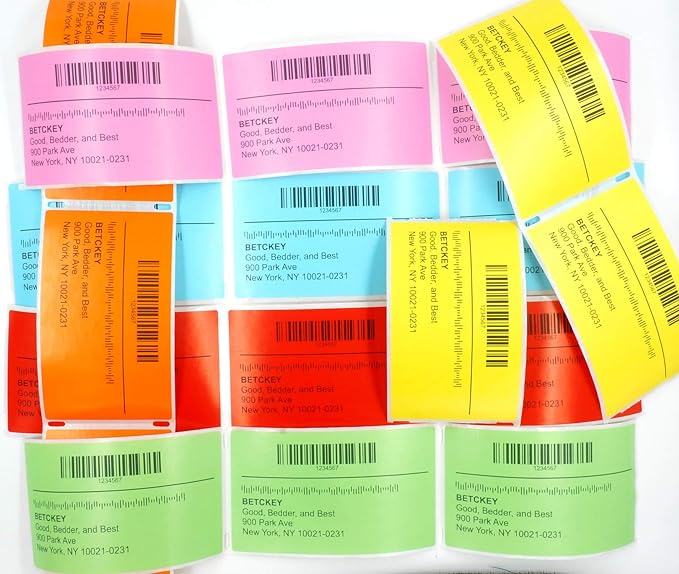 BETCKEY Colored Labels Compatible with Dymo 30333 (1/2" x 1") Extra Small Labels (2-up), Compatible for Dymo LabelWriter Thermal 450, 4XL & Zebra Desktop Printers [6 Rolls, Orange]