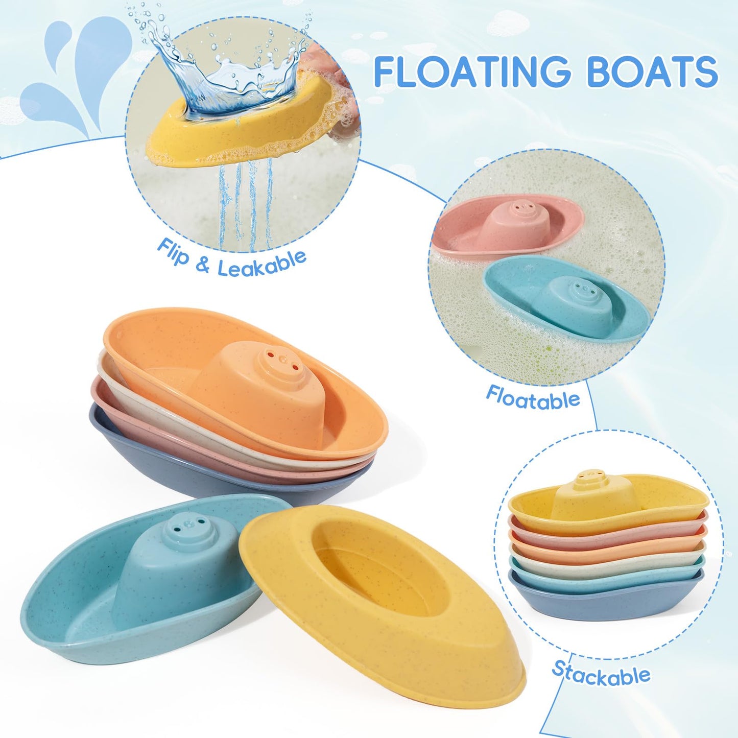 Silicone Color and Shape Sorting & Stacking Toys & 16PCS Baby Bath Toys