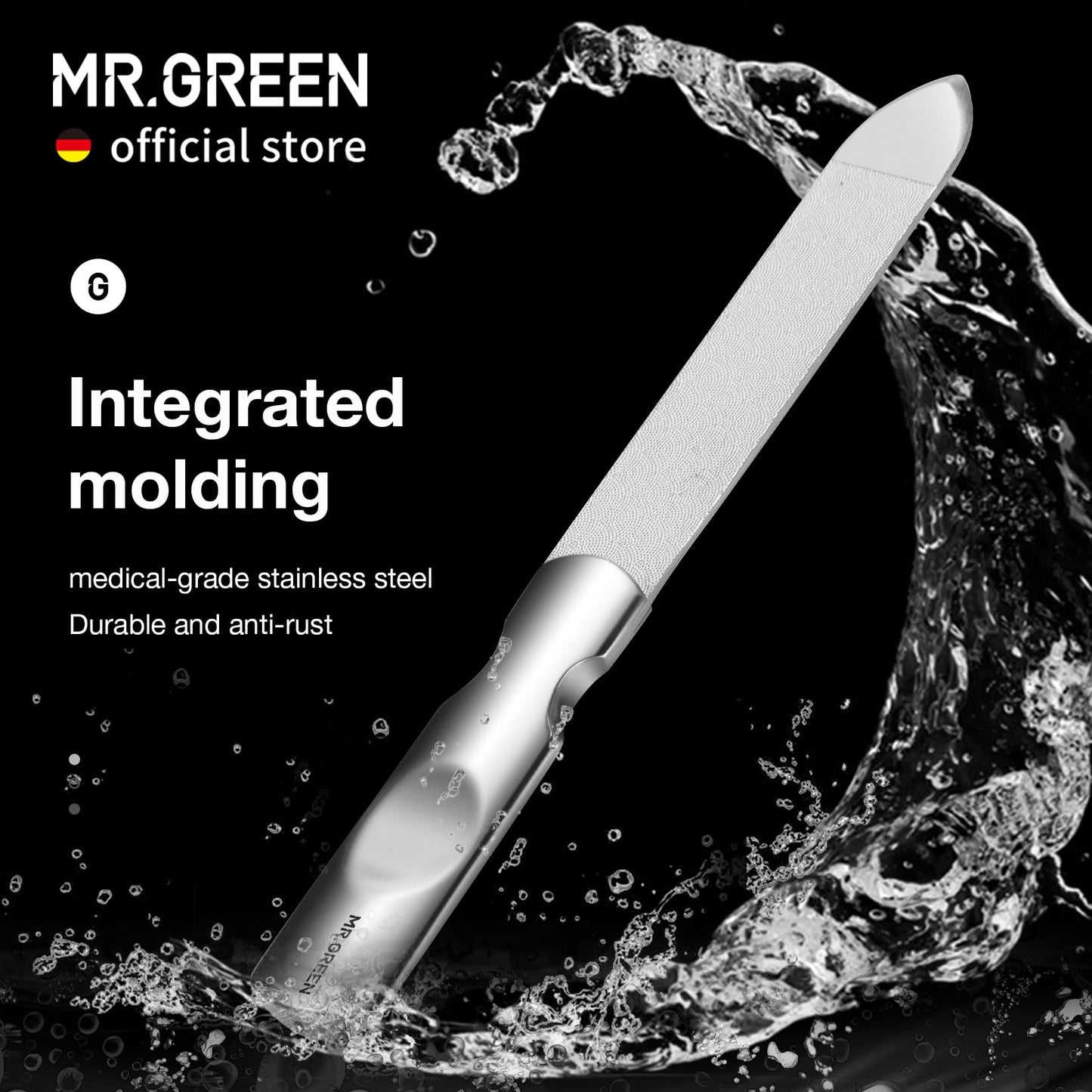 MR.GREEN Double Sided Nail Files Stainless Steel Manicure Pedicure Grooming for Professional Finger Toe Nail Care Tools (Short)