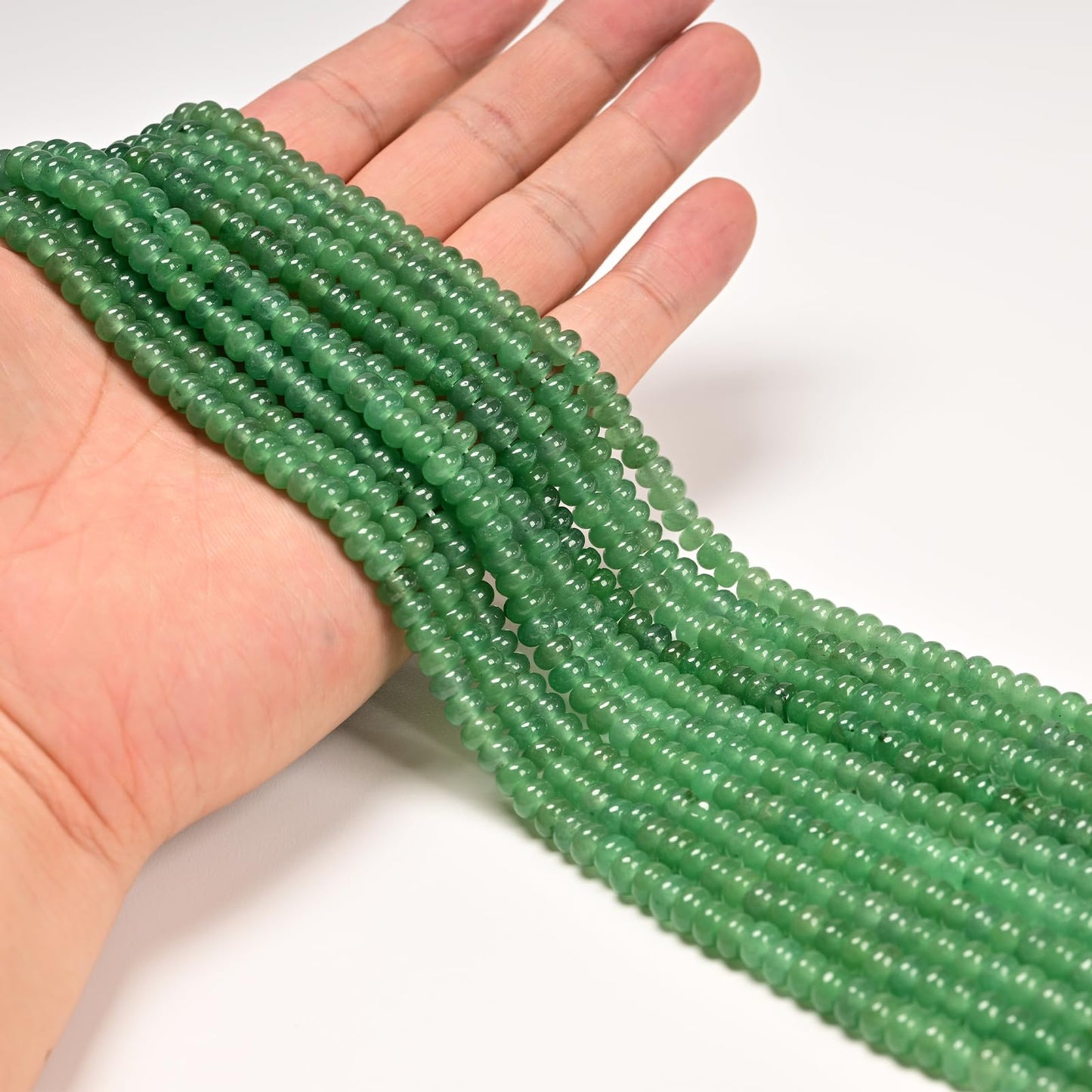 ICAI 4x6mm Natural Rondelle Beads – Loose Gemstone Spacers for DIY Jewelry Making (Green Aventurine)