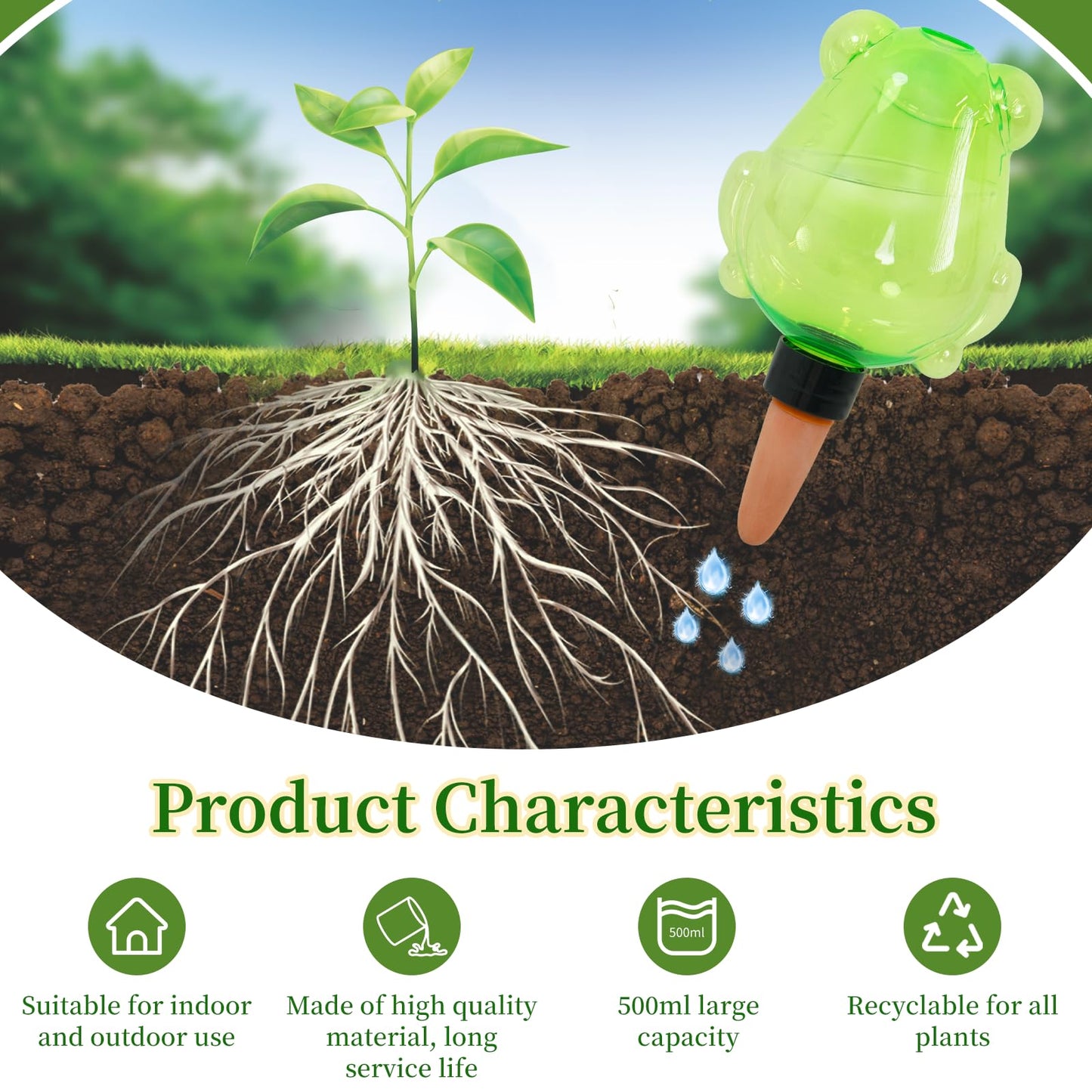 GEWOSI 3 Pack Self Watering Globes for Plant Water Bulbs 13oz Watering Planter Insert Indoor Water Spikes Stakes for Automatic Drip Irrigation Plant Watering Devices