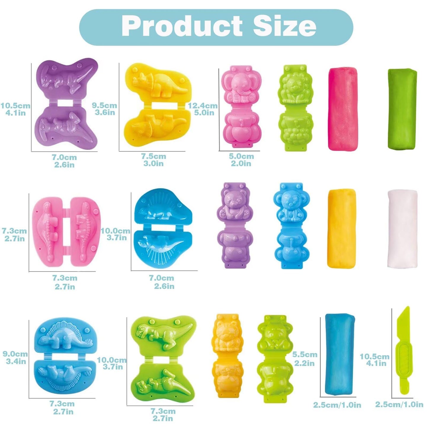 Yiklucg Unleash Creativity with 12 Unique Dino and Animal Molds Dough Toys Dough Accessories Set Whit 10 .Ideal as a Gift for Kids Aged 3-4-8 Years