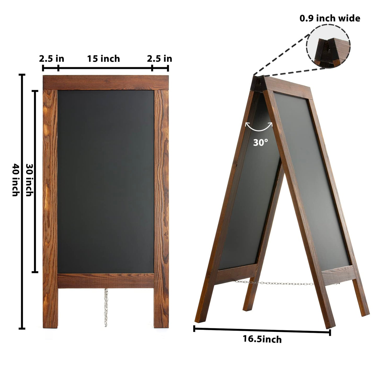 DAHAPYBOO Sandwich Board 40"x20" Solid Pine Wood Rustic Brown,Chalk Board Sign Board,Sandwich Board Signs Outdoor, Chalkboard Easel,A Frame Chalkboard Sign