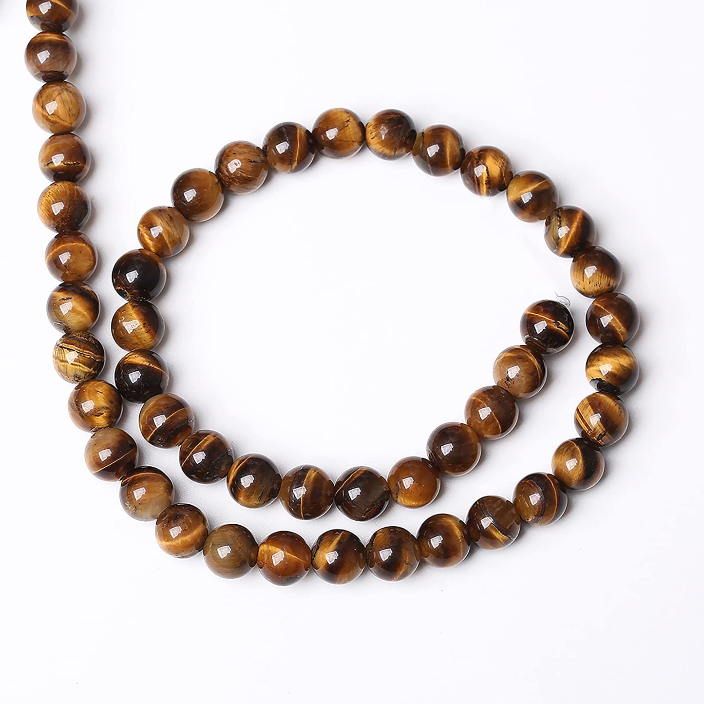 Natural Yellow Tiger Eye Stone Beads Semi Gemstone Round Loose Beads for Jewelry Making 8MM 45PCS 15" DIY Bracelet Necklace Earrings