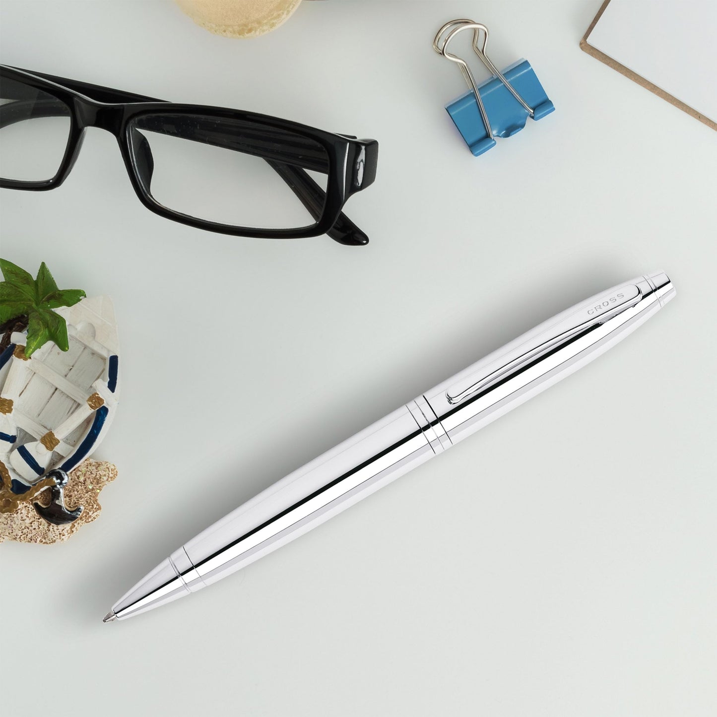 Cross Calais Polished Chrome Ballpoint Pen - High-End Pen for Everyday Use - Professional Desk Essential - Smooth Writing - Durable Construction - Black Ink - Gift Box Included