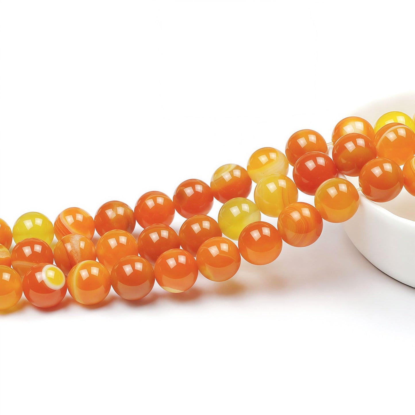 MJDCB Natural Stone Beads Orange Stripe Agate Round Loose Beads for Jewelry Making DIY Bracelet Necklace (10mm)