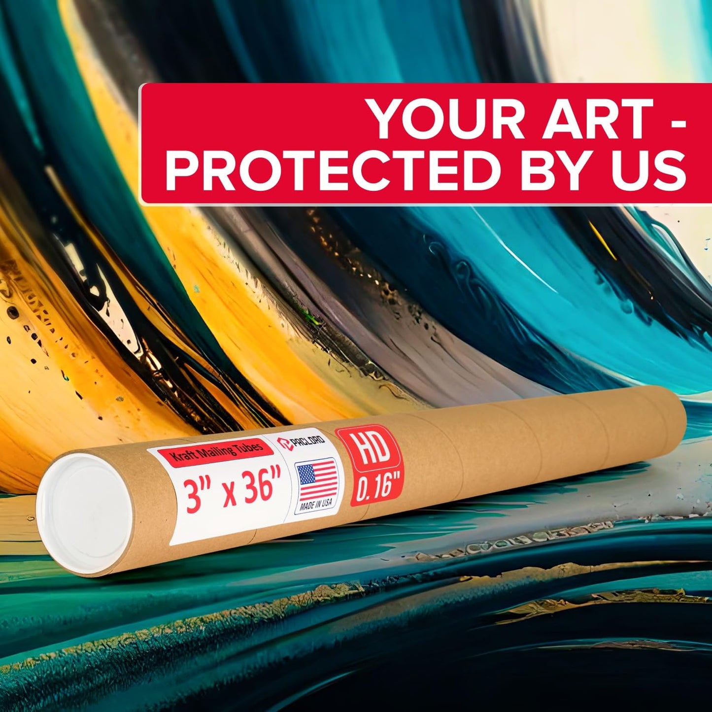 Paclord 3" x 36" Heavy-Duty Reinforced Cardboard Mailing Tube, Pack of 6 Tubes with 12 Caps – Secure USPS Approved – Great for Shipping and Storing of Prints, Artwork, Posters or Documents