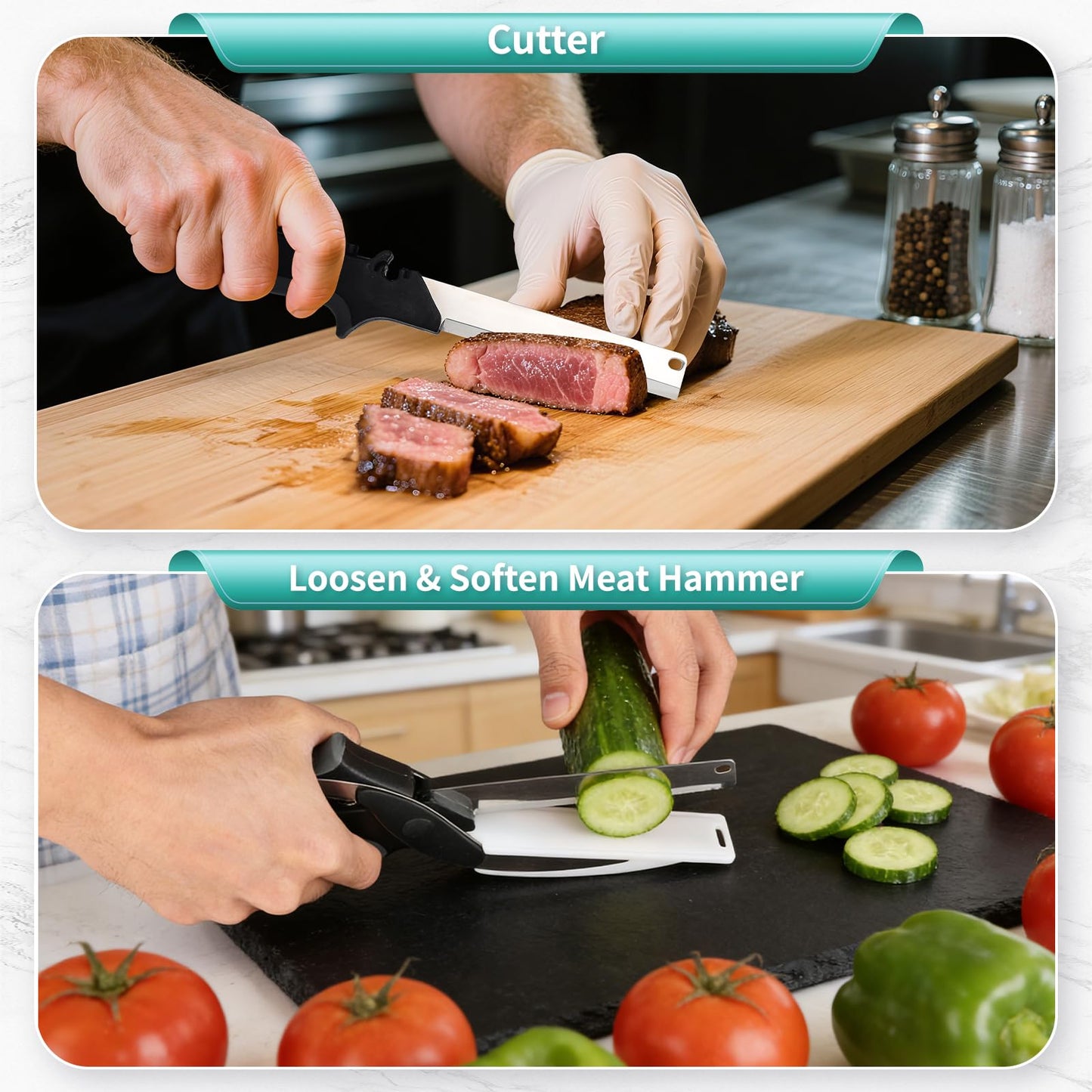 GQGUOJJZZ Professional 8-Inch Kitchen Shears with Built-in Cutting Board - Multi-Purpose Kitchen Scissors for Vegetables, Meat, and Ingredient Prep