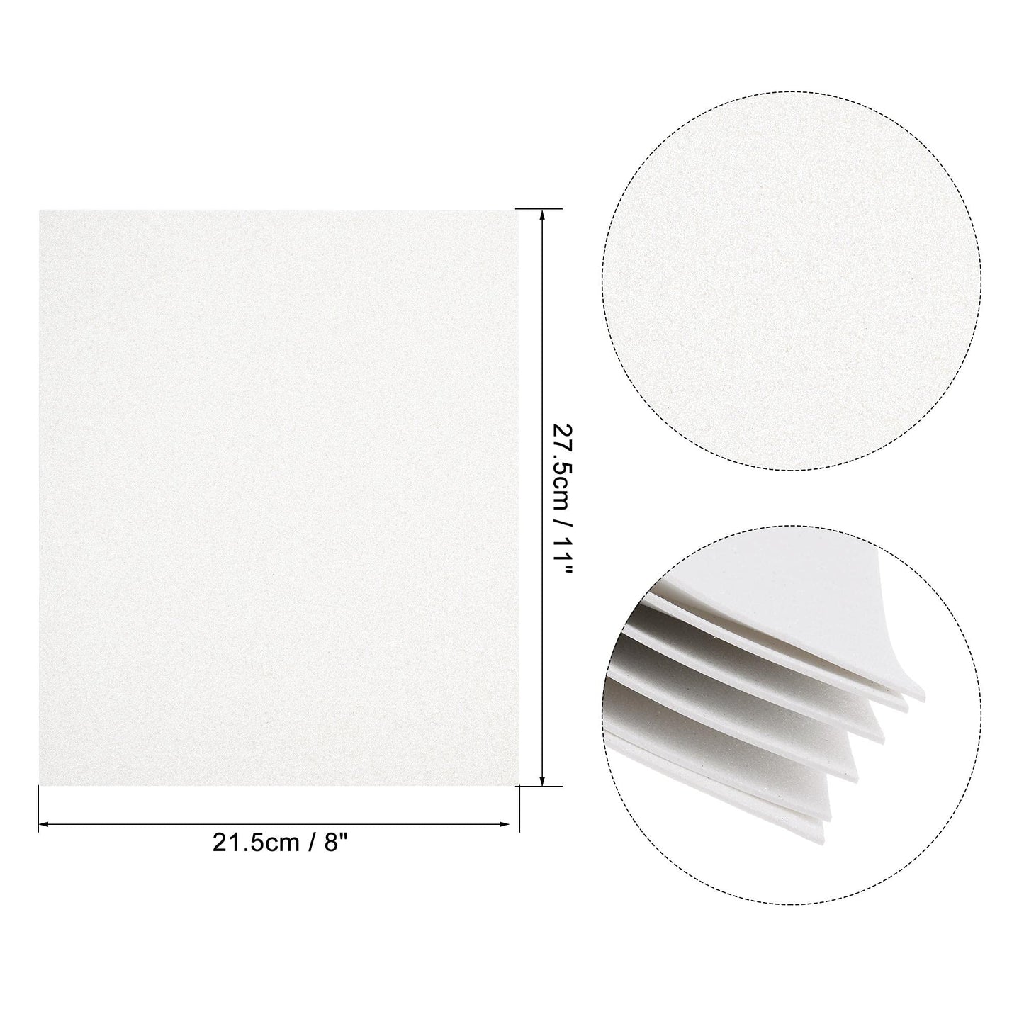 uxcell White Glitter EVA Foam Sheets 11 x 8 Inch 2mm Thick for Crafts DIY Projects 24 Pcs