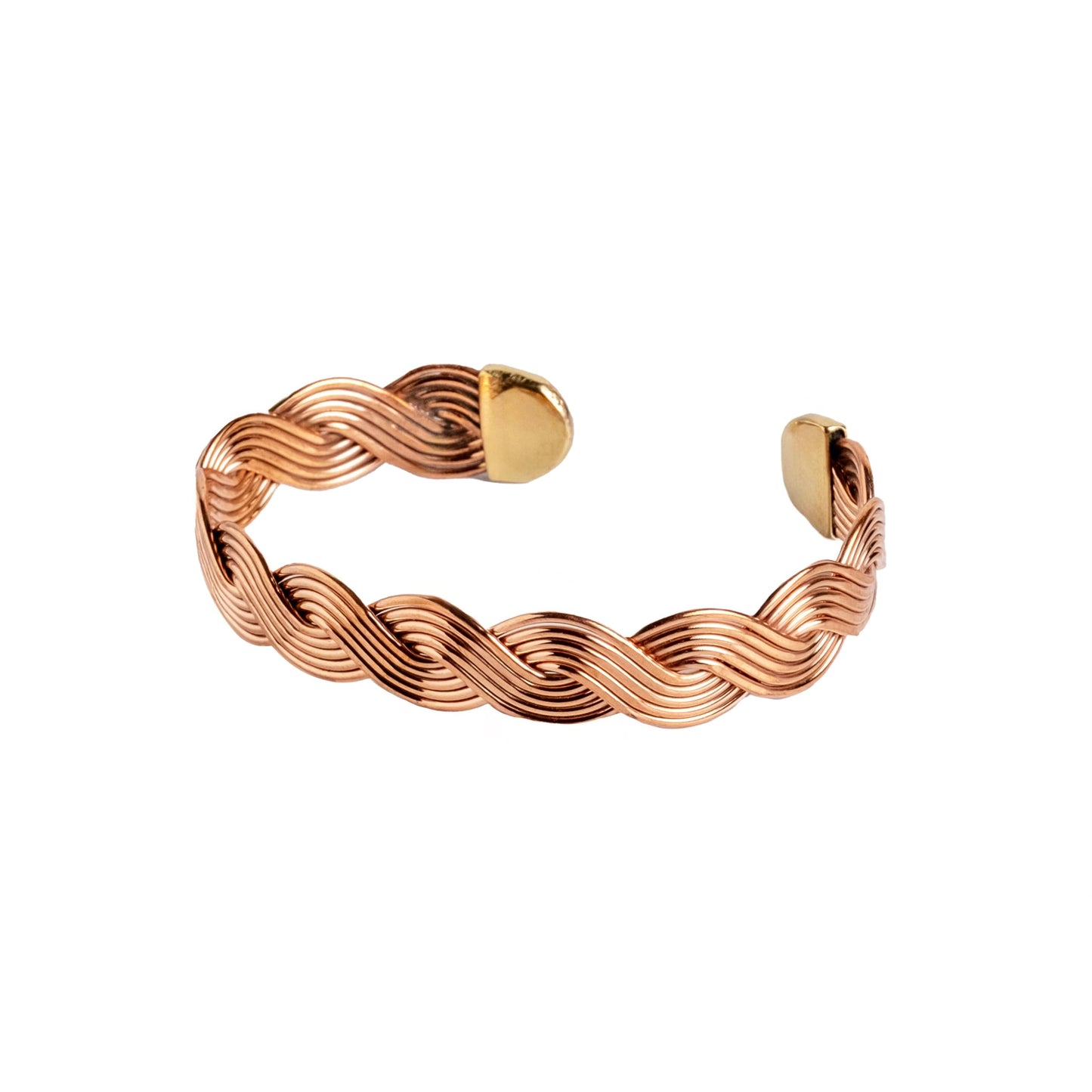 ALFIQ Handmade Copper Brass Cuff Bracelet for Men, Twisted Weave Pattern, Dark Copper (Copper Twisted Harmony)