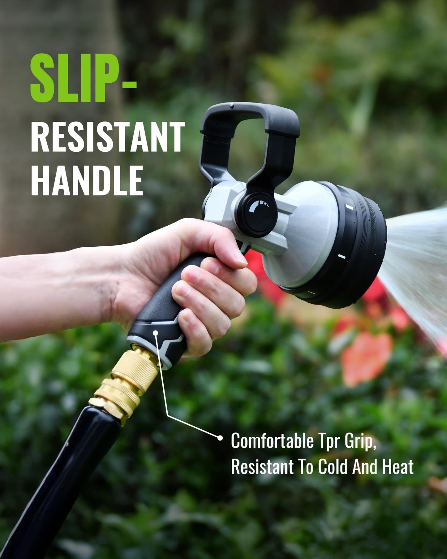 RAINPOINT Heavy Duty Fireman's Hose Nozzle, 7 Modes Water Hose Nozzle with Adjustable Flow Control, Ergonomic Grip for Garden Watering, Car Washing, Pet Bathing & Outdoor Cleaning