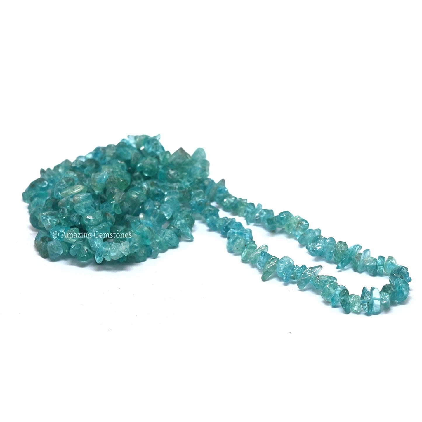 Apatite Pre Drilled Crystal Crushed Chips Beads for Bracelets Making, DIY Handmade Natural Healing Crystals (25 Inch Strand)