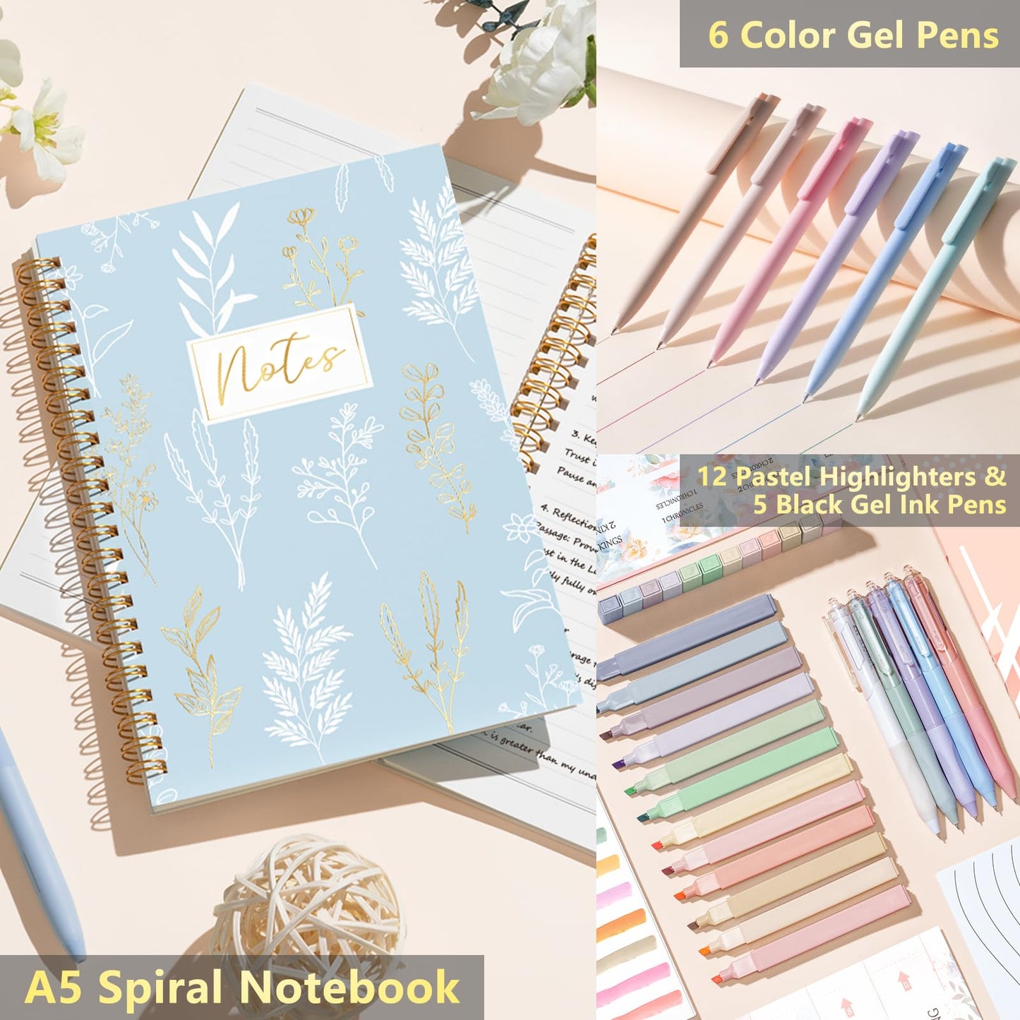 Bible Study Supplies Journaling Kit for Women with Bible Cover Case, Mothers Day Christian Gifts for Women Mom, Bible Study Tools Accessories Set w/Highlighter Pen, Pencil Case Notebook Annotation Kit
