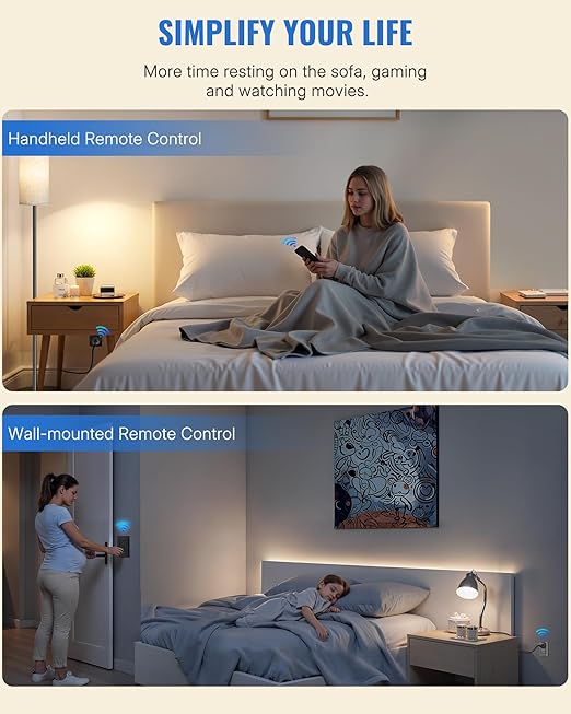 Black Remote Control Outlet Plug, WILAWELS Wireless Light Switch, On Off Remote Switch Outlet for Lights, Lamps, Home Appliance, 100ft RF Range, FCC Listed (2 Controllers + 1 Outlet) H05RC2106