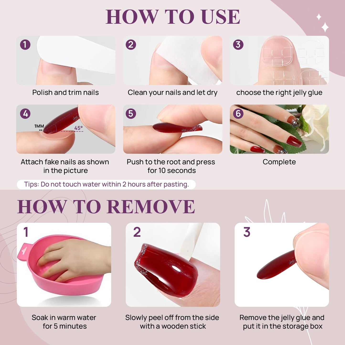 XODITO Fake Nails Set Red Medium Square Bling Glossy Rhinestone False Nail Tips, Press On Nails, Artificial Art Nails Finger Manicure for Women and Girls(CDJ0002-M)