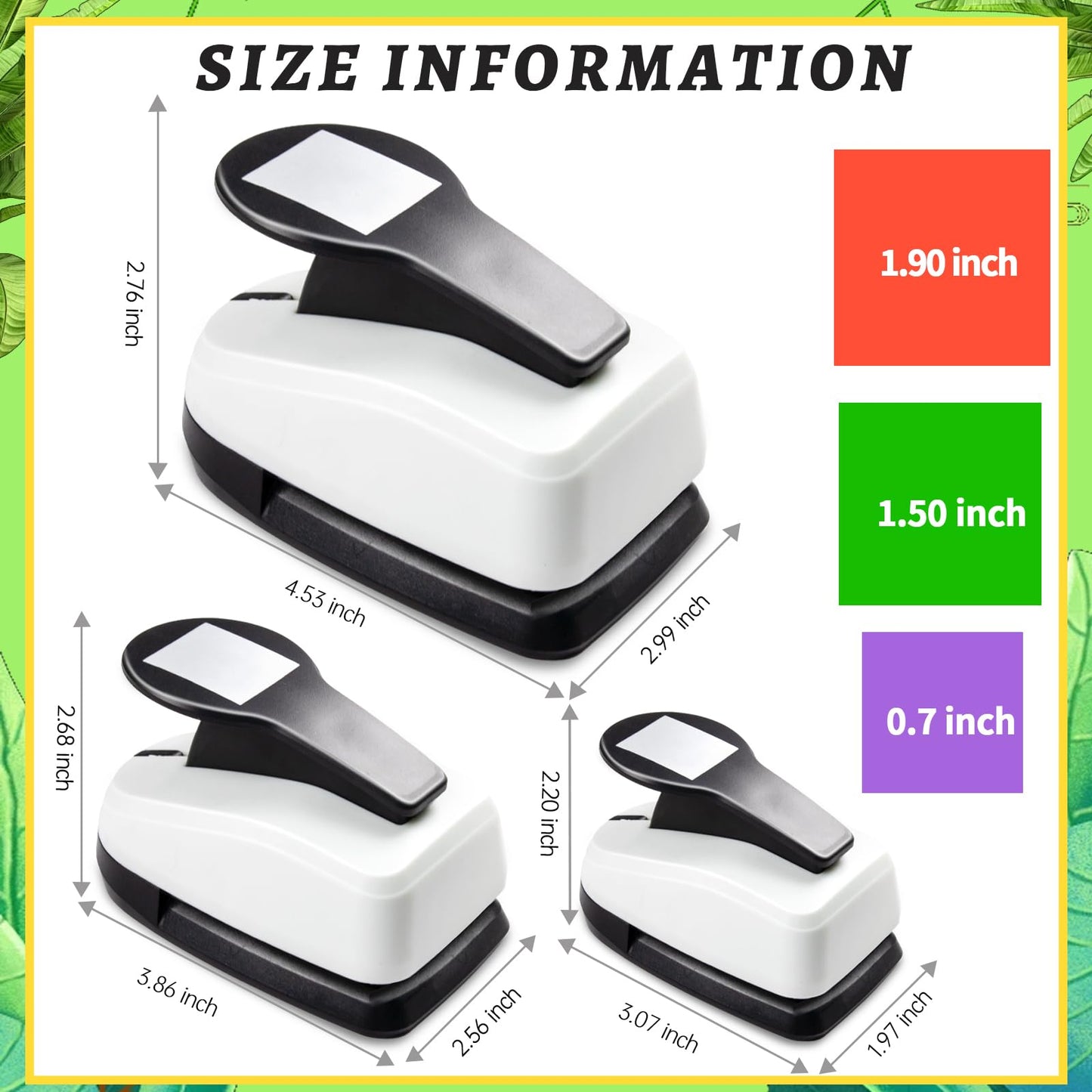 Square Hole Puncher Square Paper Punch Shape Punches for Paper Crafts 0.7 inch Papers Punches 1.5 Squares Punch 1.9 Crafts Puncher for Scrapbooking Card Making