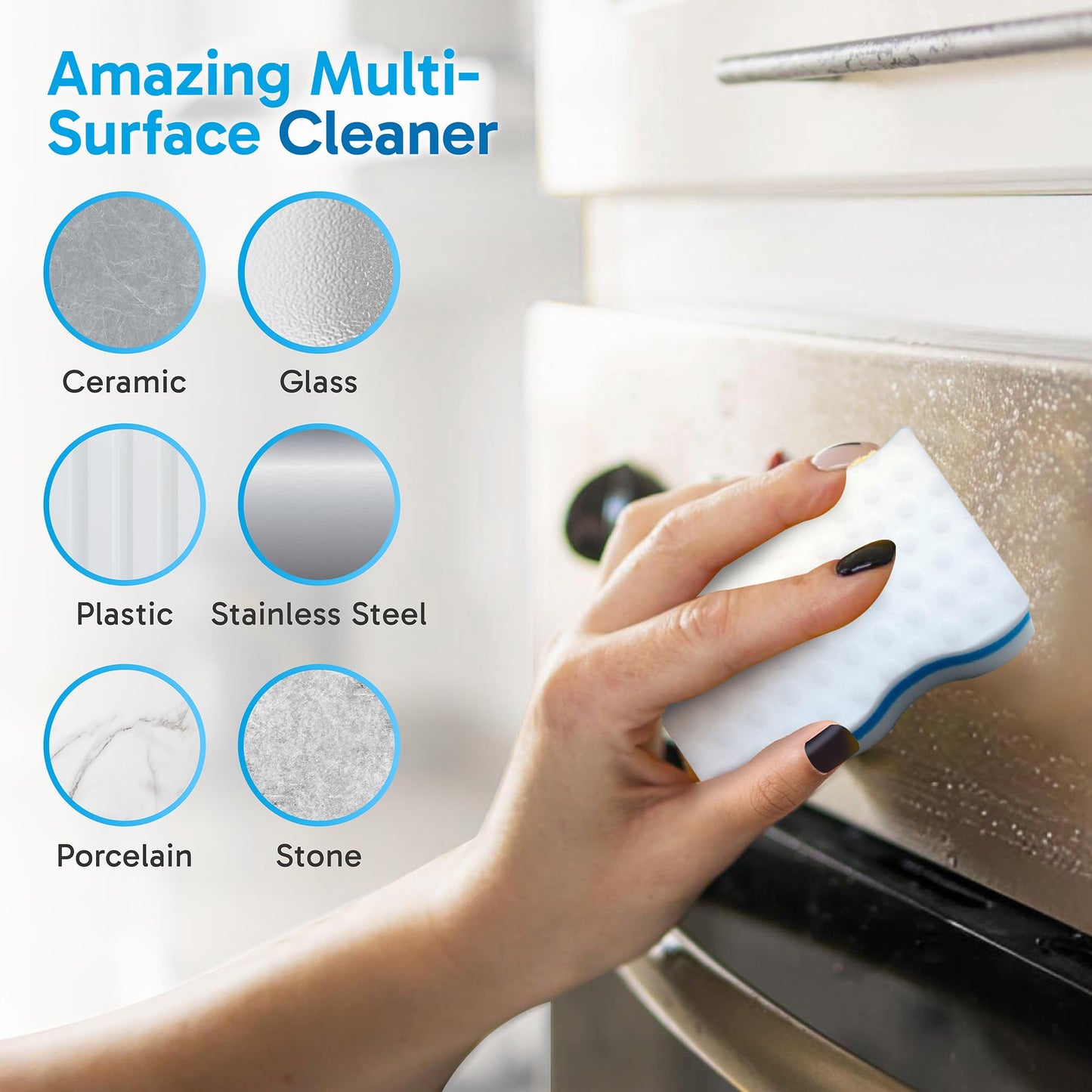 (25 Pack) Extra Durable Eraser Sponge – Extra Thick, Long Lasting Magic Melamine Cleaning Sponges in Bulk – Foam Pads for Walls, Kitchen, Bathroom, Floor & Baseboard Cleaner