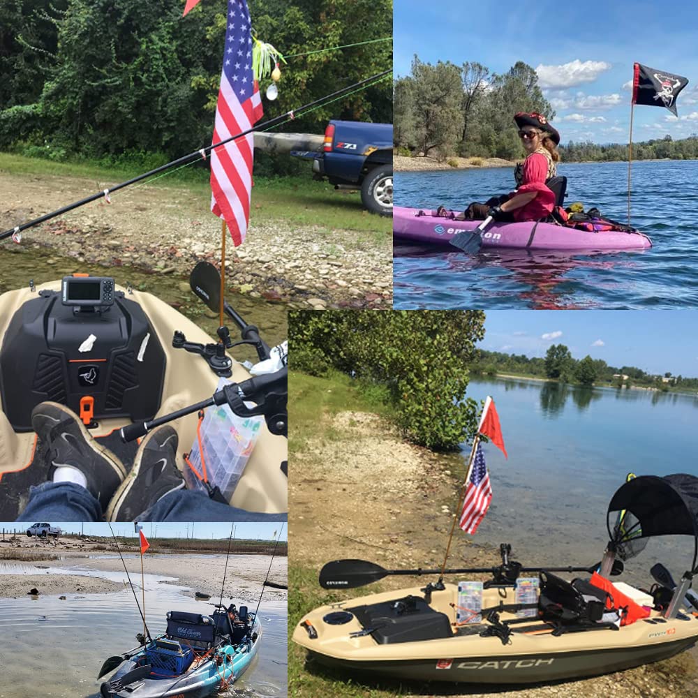 RANDDER 4ft Kayak Flag Track Mount Safety Flag Easy Installation with Stable Base, Visibility Kit for Boat Canoe Yacht Dinghy DIY Accessories